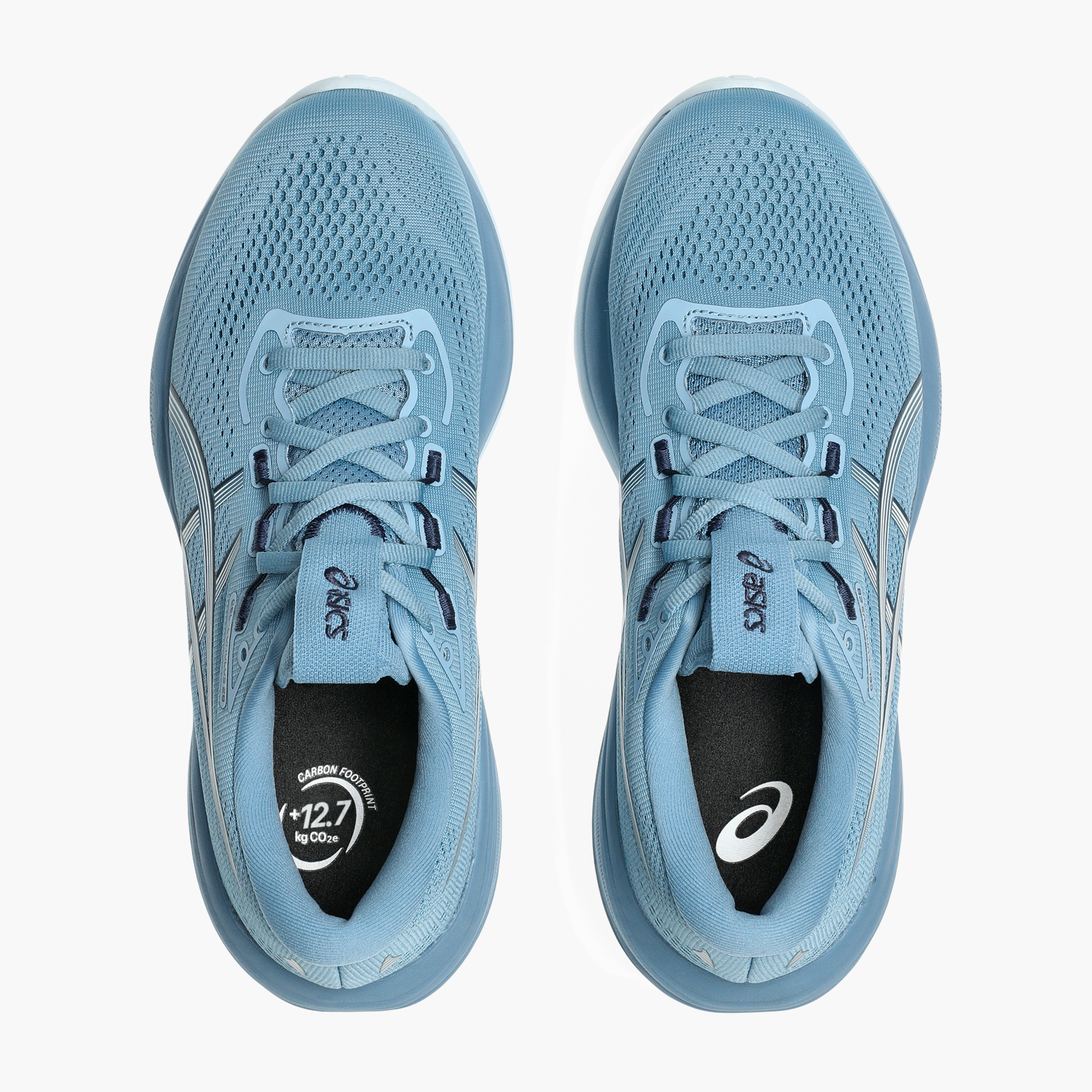 Overhead angle shot of Women's Gel-Cumulus 28 in Saba Blue / Arctic Blue