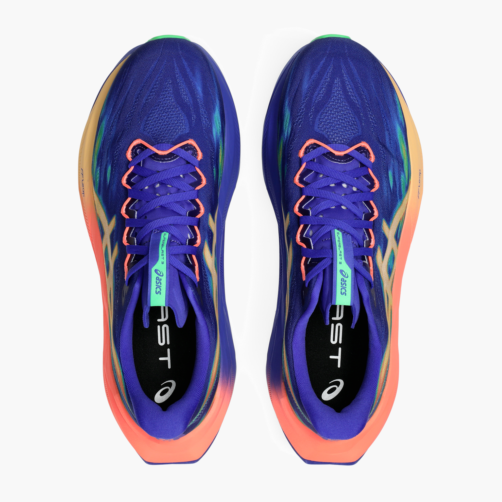 Overhead angle shot of All Gender Superblast 3 in Cobalt Burst / Light Orange