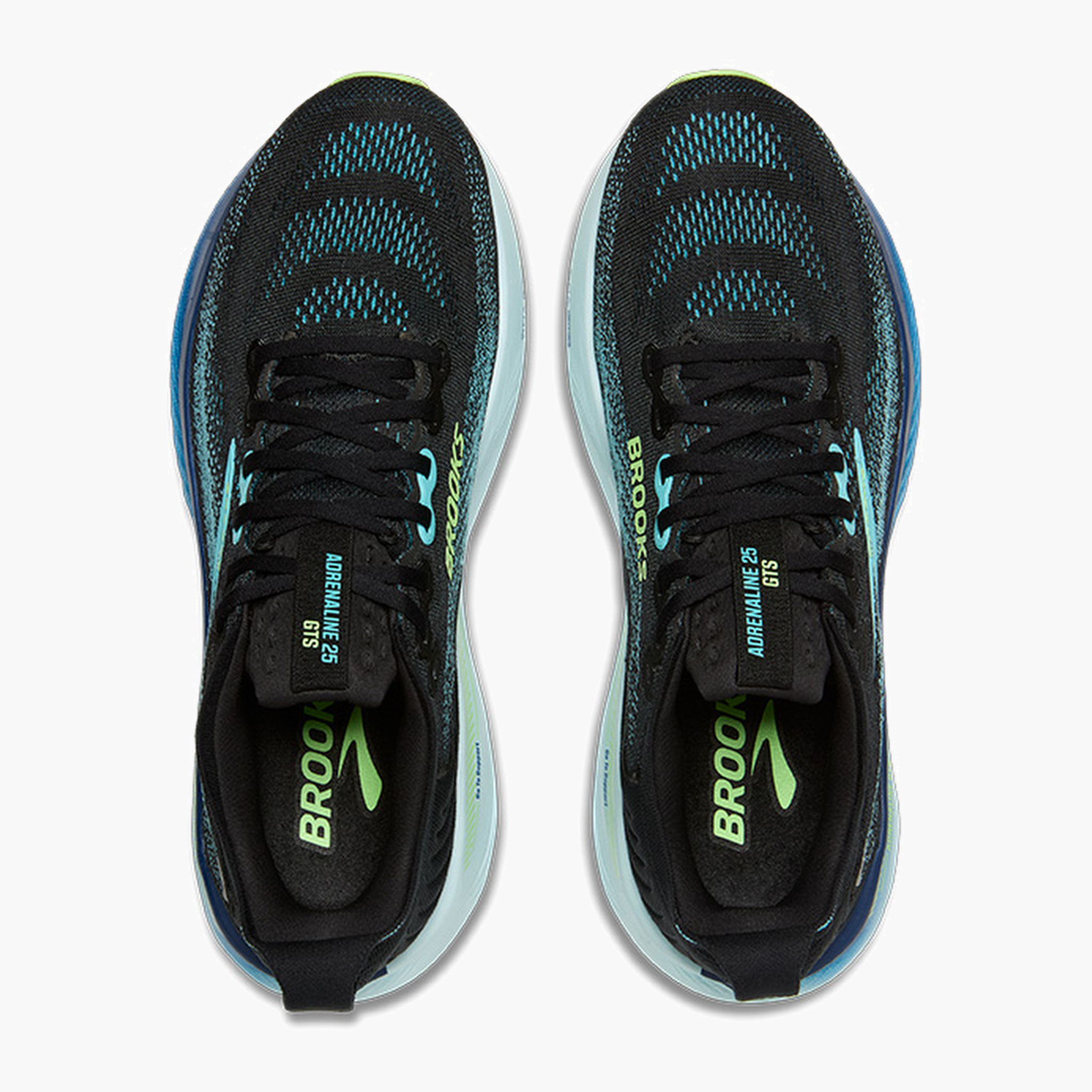 Overhead angle shot of Men's Adrenaline GTS 25 in Black / Ipanema / Mint