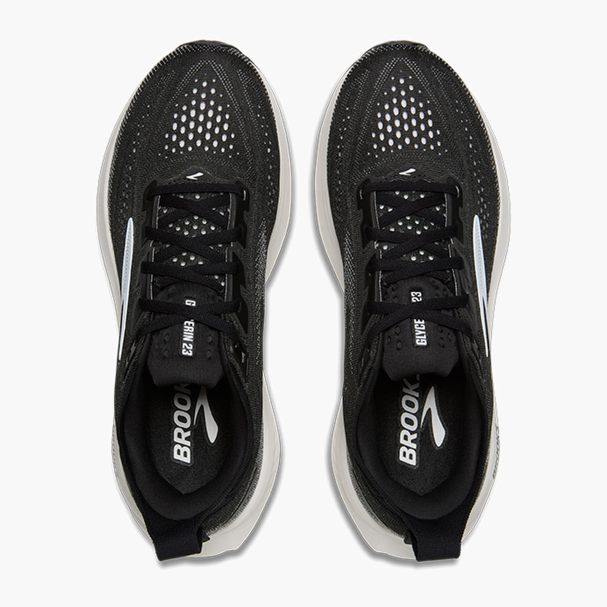Overhead angle shot of Men's Glycerin 23 in Black / Grey / White
