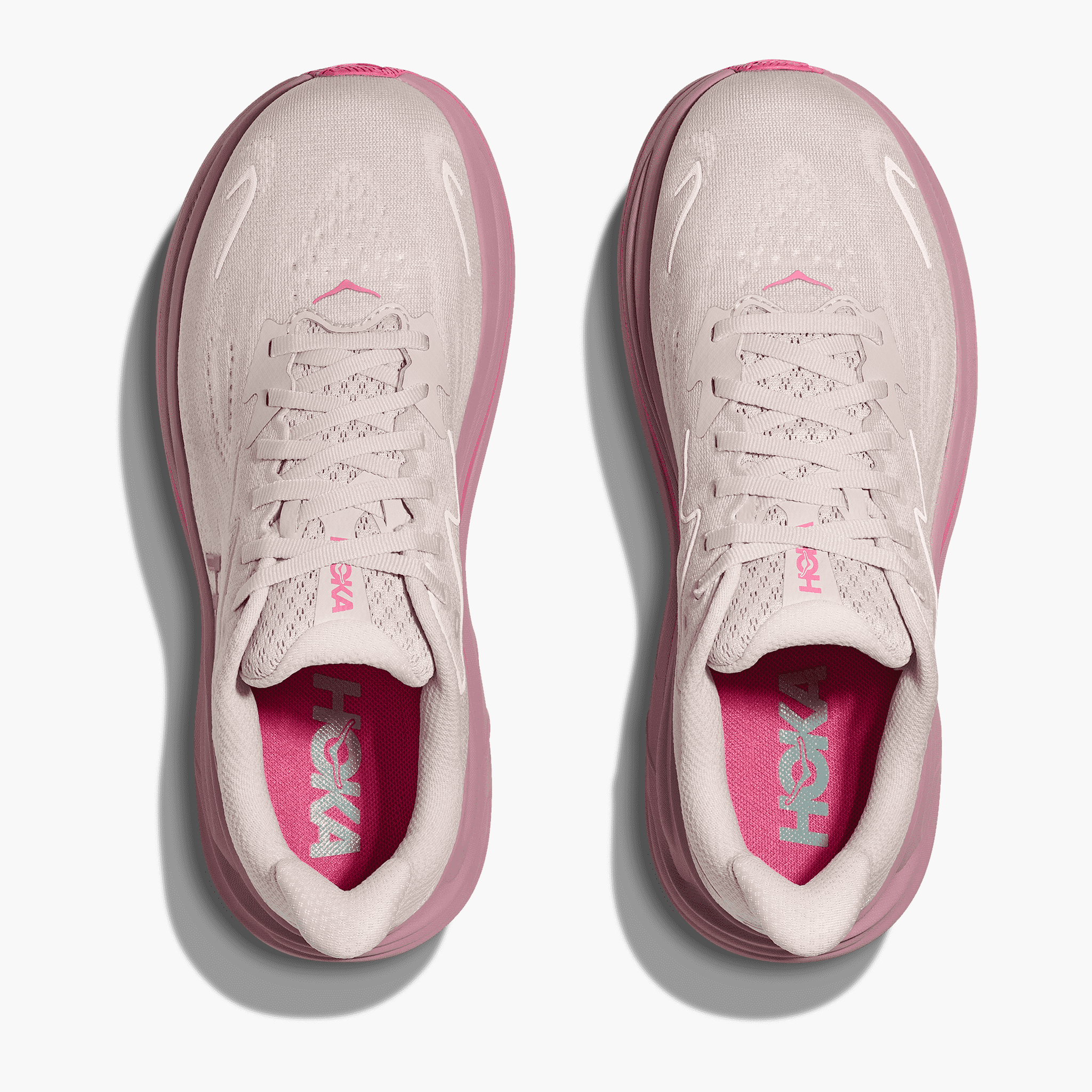 Overhead angle shot of Women's Clifton 10 in Rose Cream / Dried Rose