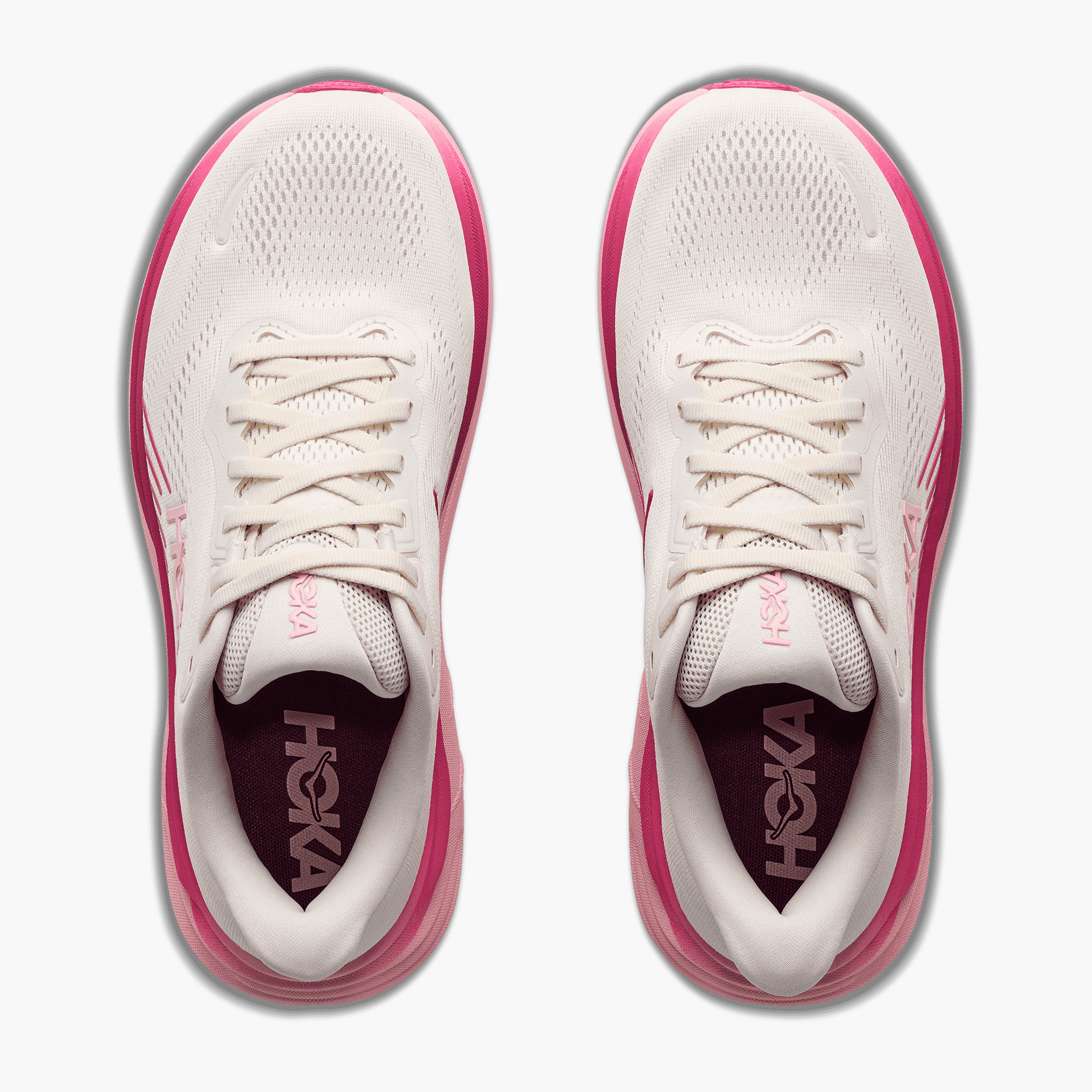 Overhead angle shot of Women's Clifton 11 in Rose Cream / Dewy Pink