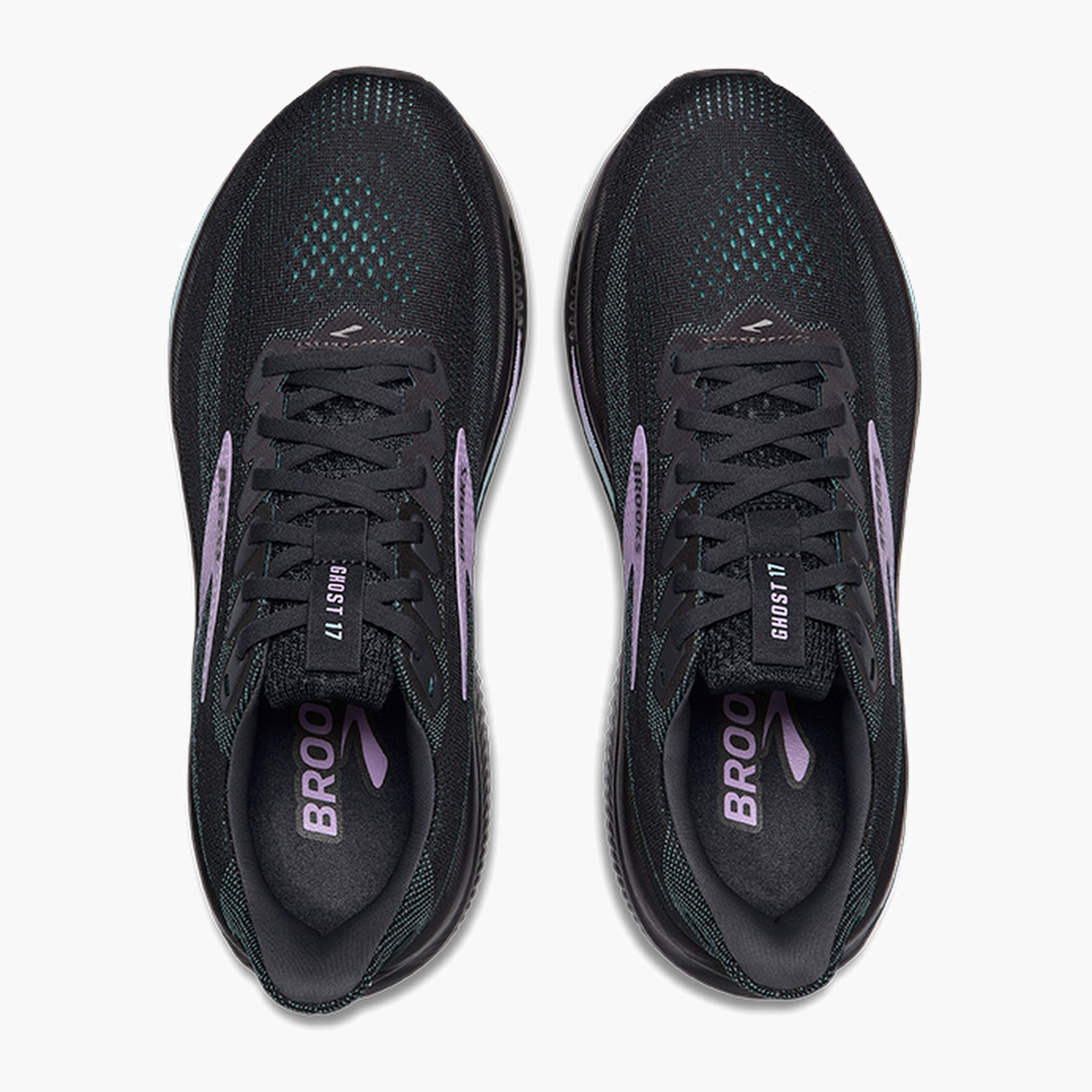 Overhead angle shot of Women's Ghost 17 in Grey / Clearwater / Purple