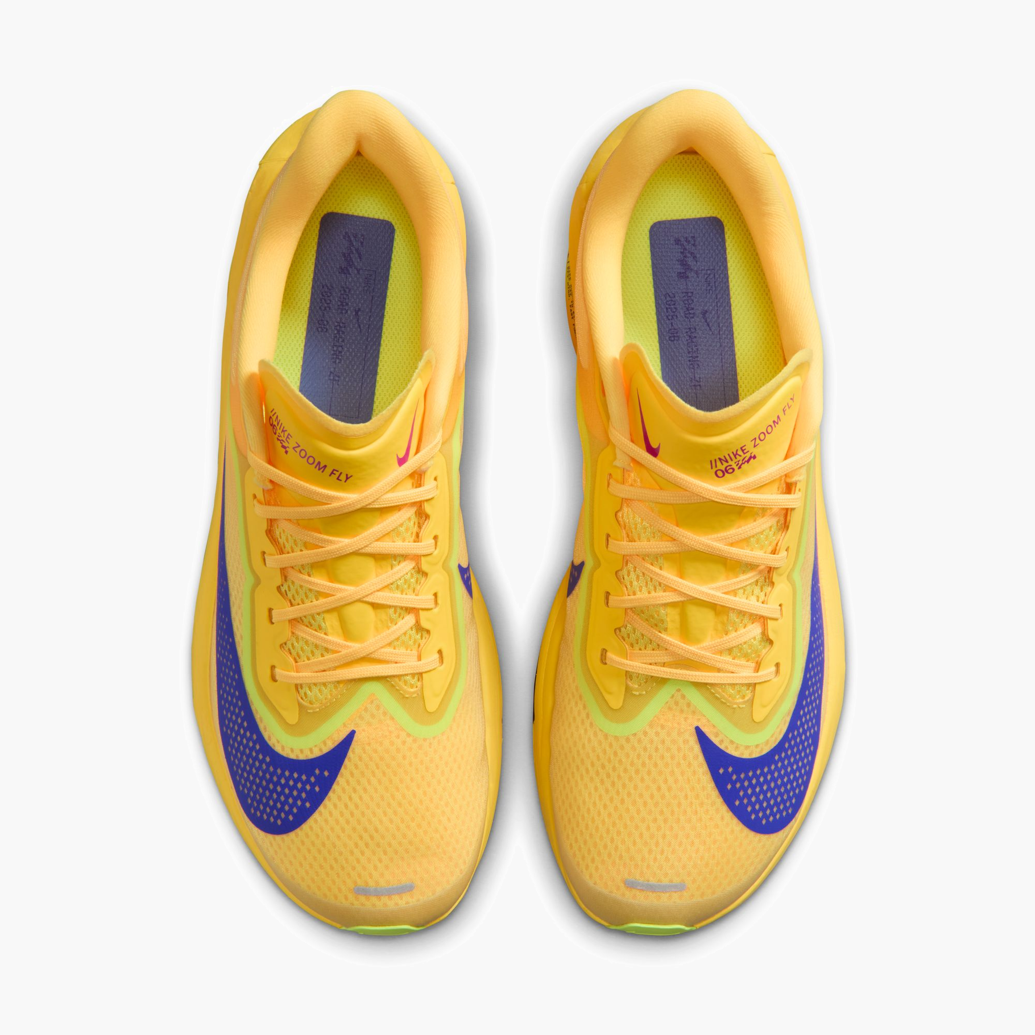 Overhead angle shot of Men's Zoom Fly 6 in Citron Pulse / Indigo Burst-Volt Ice