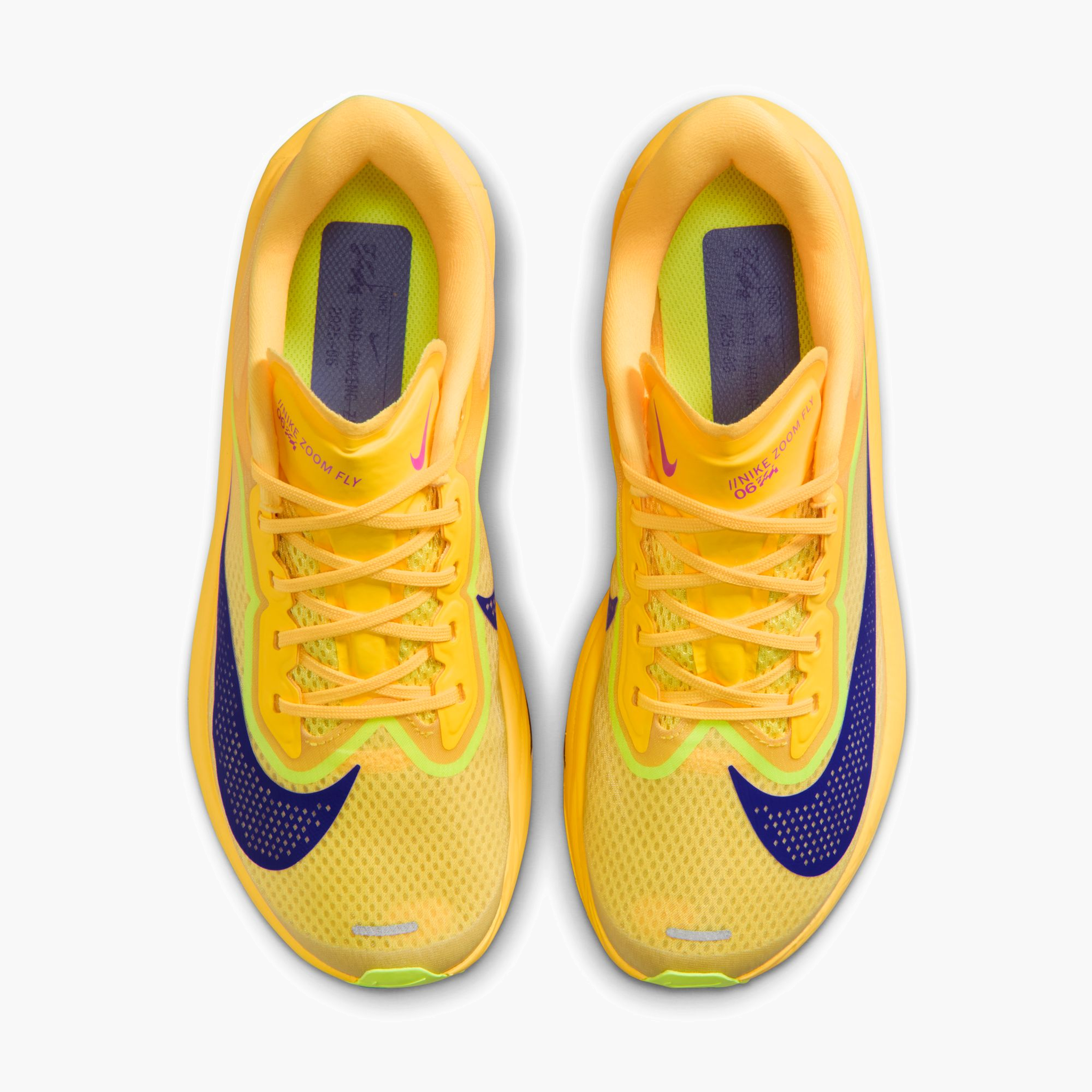 Overhead angle shot of Women's Zoom Fly 6 in Citron Pulse / Indigo Burst-Volt Ice
