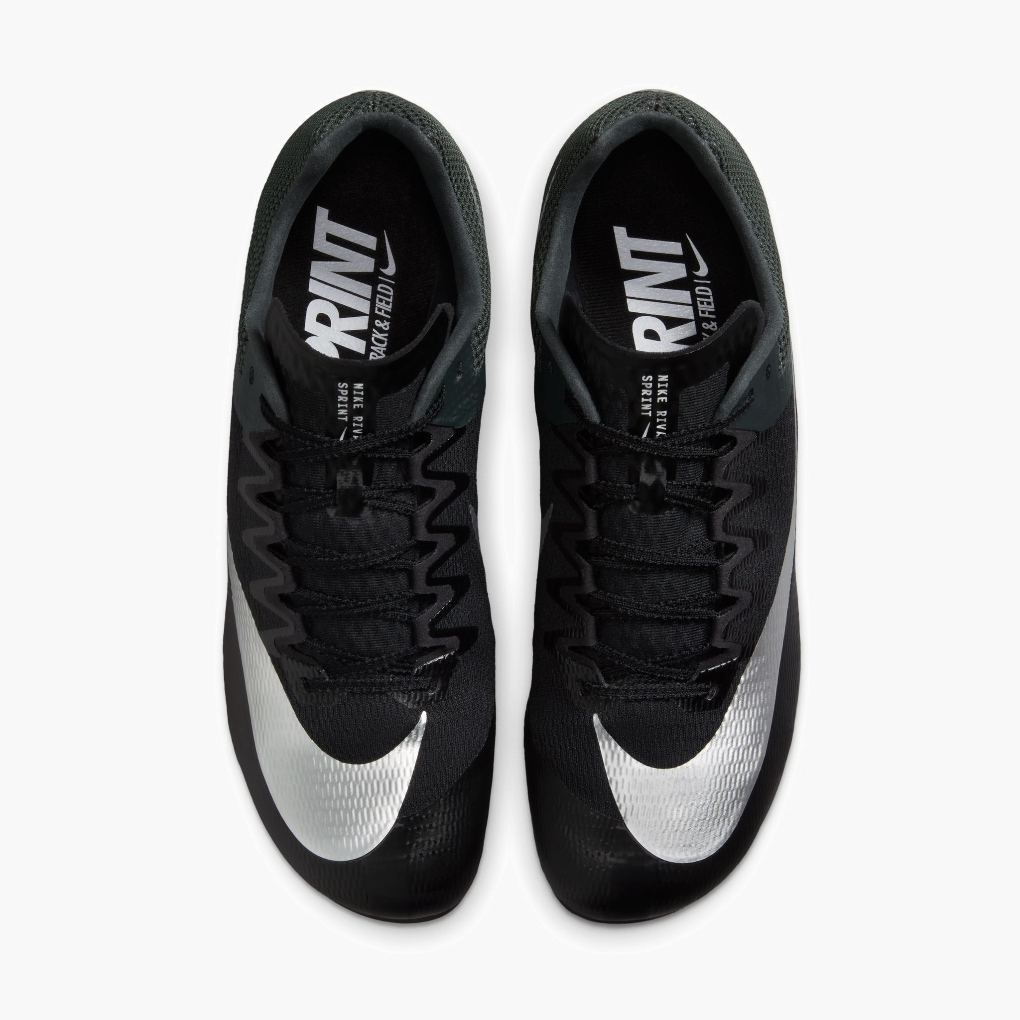 Overhead angle shot of All Gender Rival Sprint in Black / Metallic Silver-black