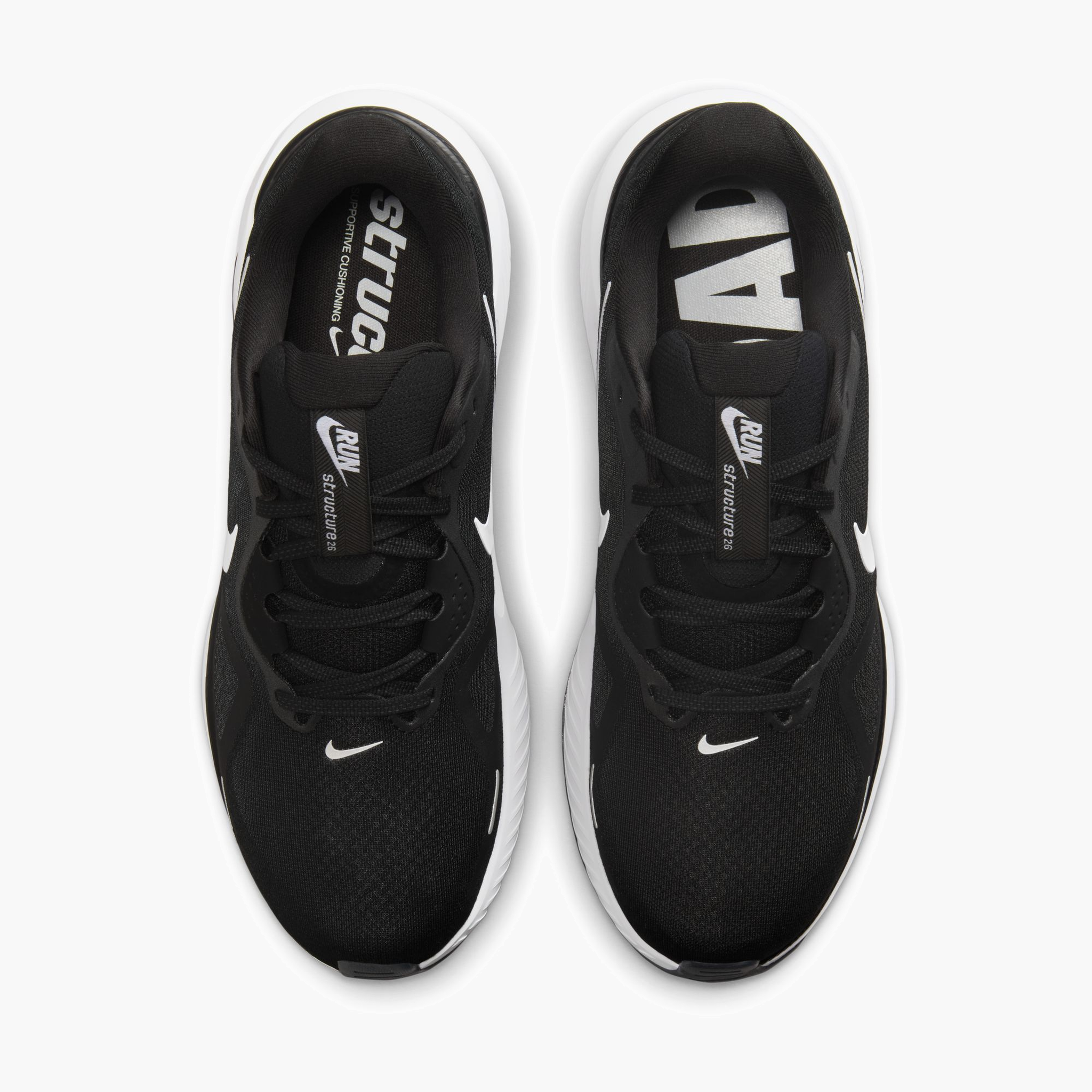 Overhead angle shot of Men's Structure 26 in Black / White-Cool Grey-Metallic Silver
