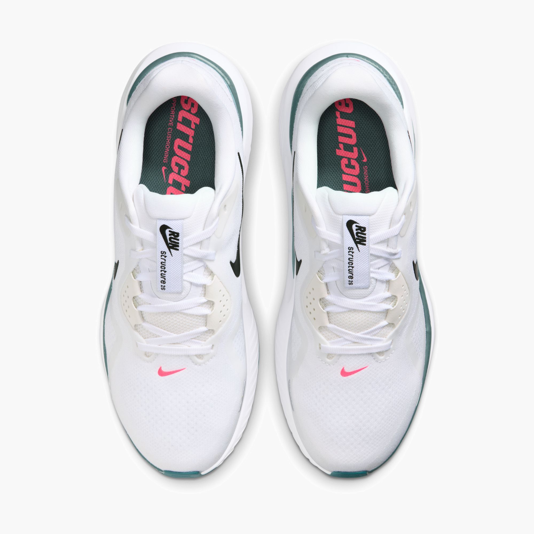 Overhead angle shot of Men's Structure 26 in White / Black-Mineral Slate-Hyper Pink