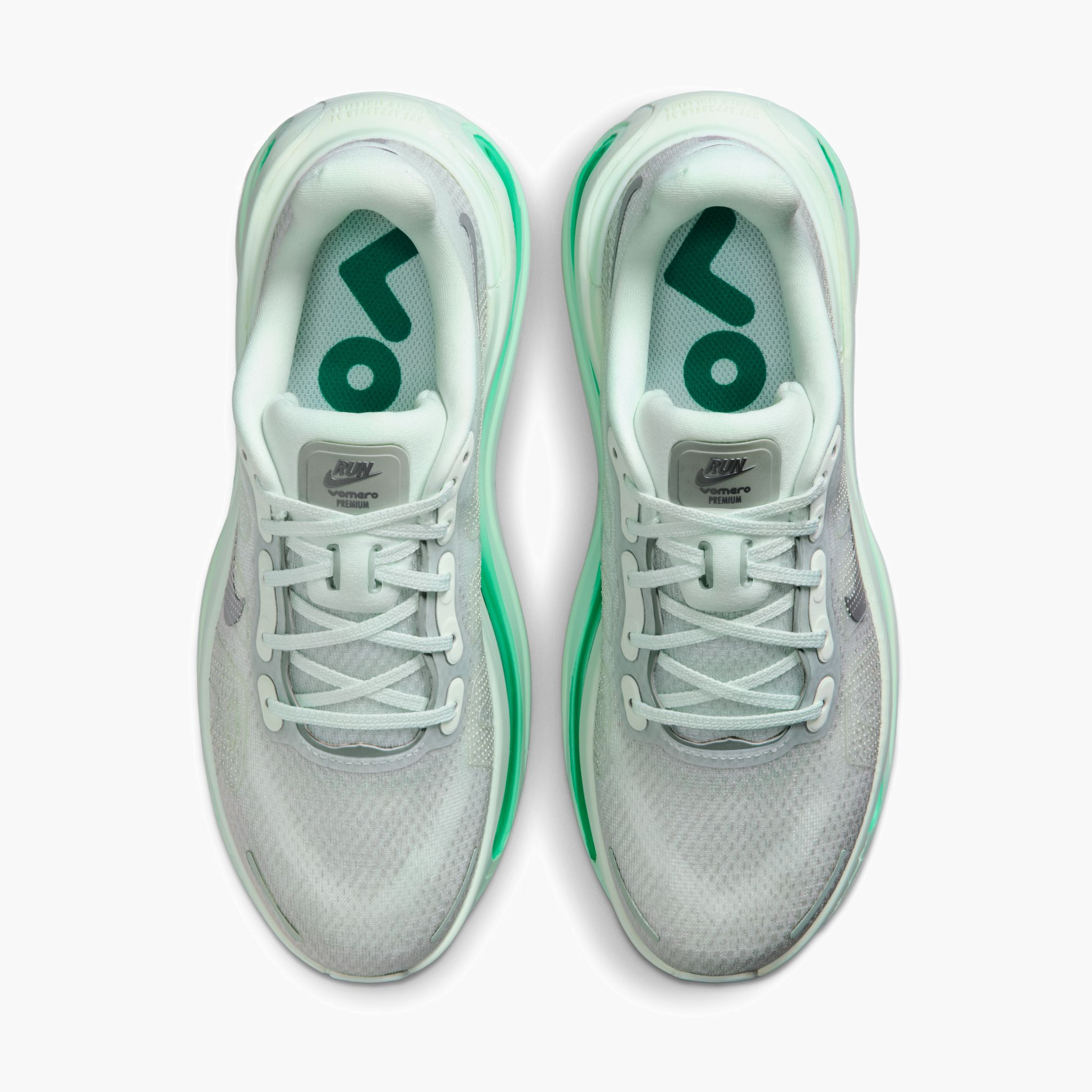 Overhead angle shot of Women's Vomero Premium in Barely Green / Metallic Silver