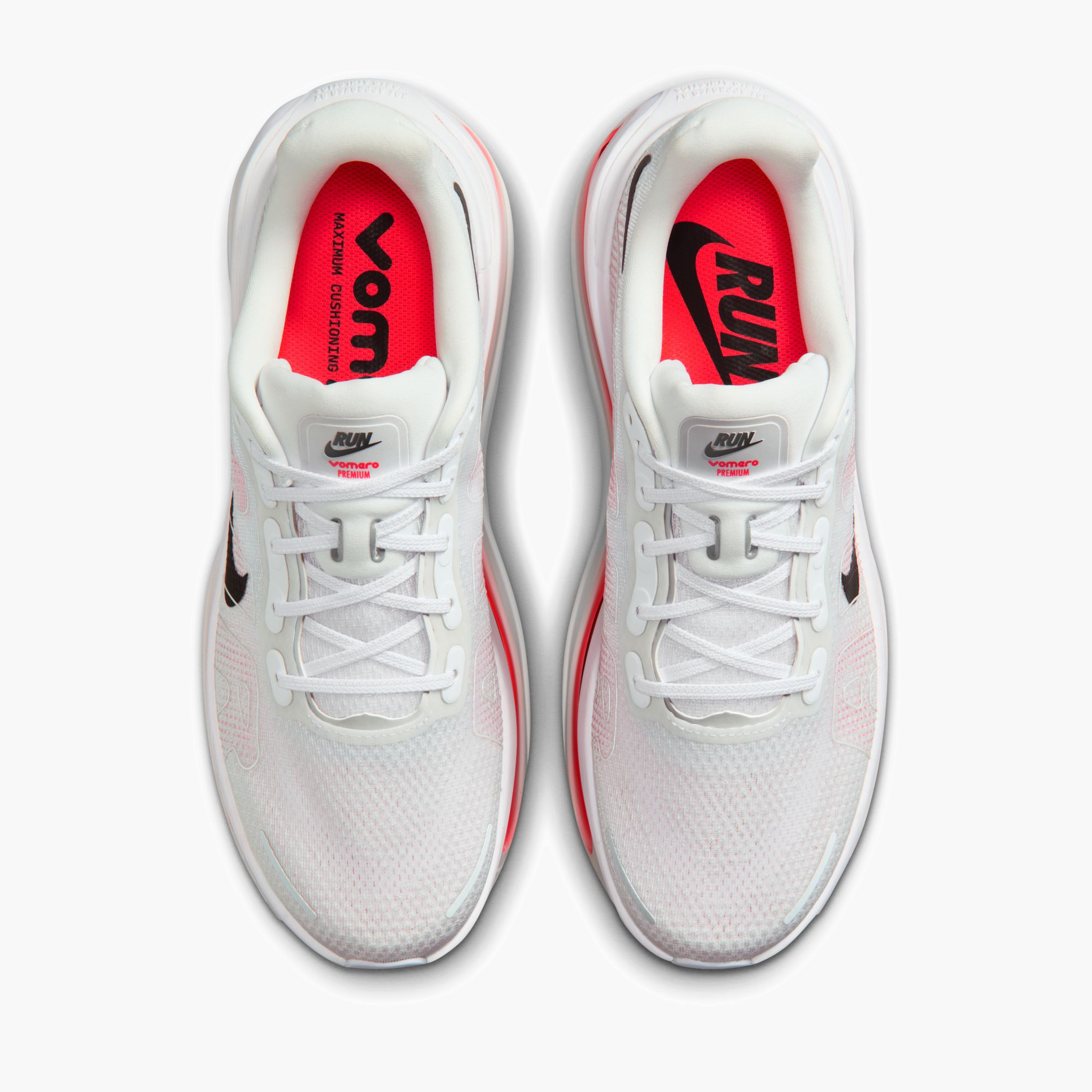 Overhead angle shot of Men's Vomero Premium in White / Black-Bright Crimson-Photon Dust