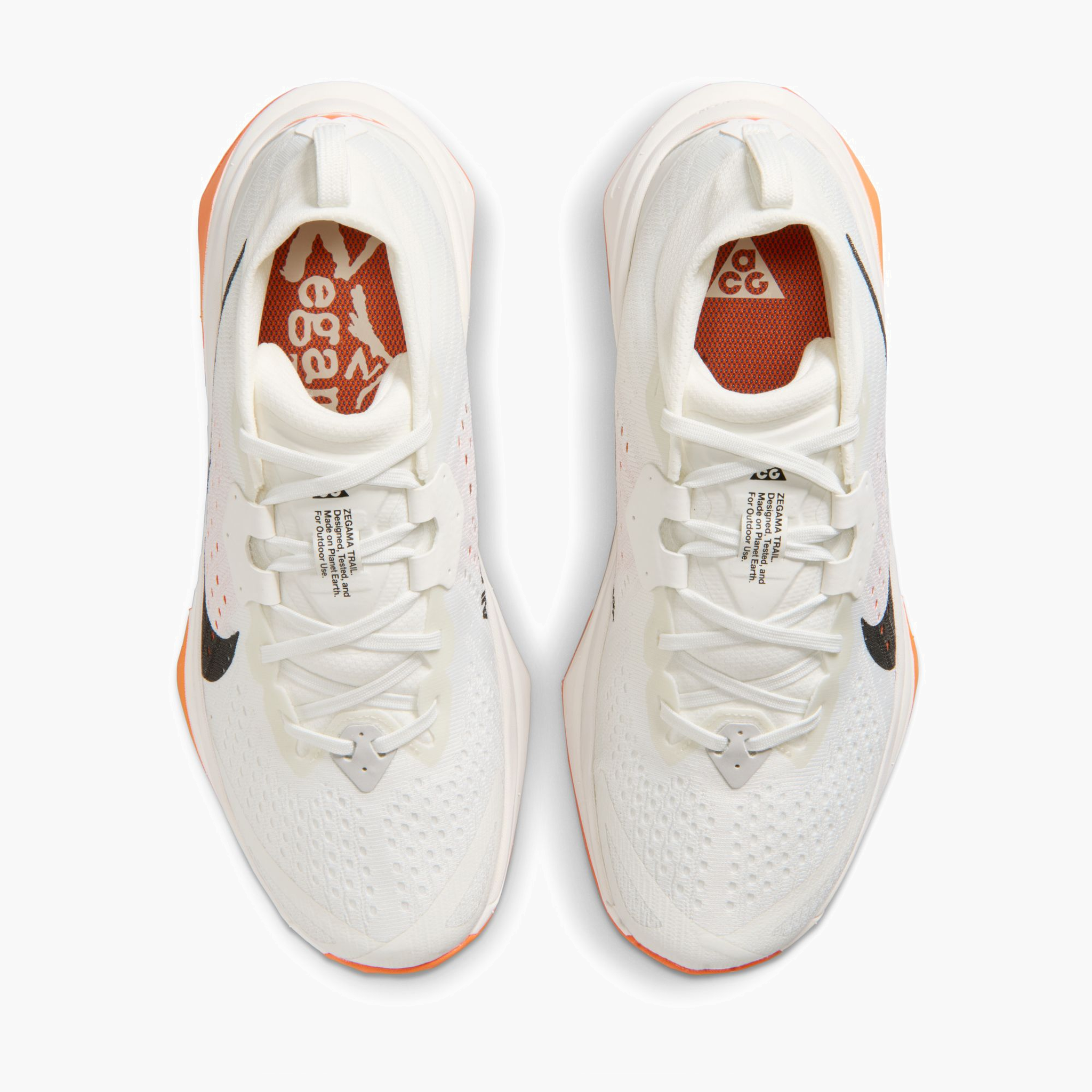 Overhead angle shot of Women's ACG Zegama in Summit White / Black-Phantom-Safety Orange