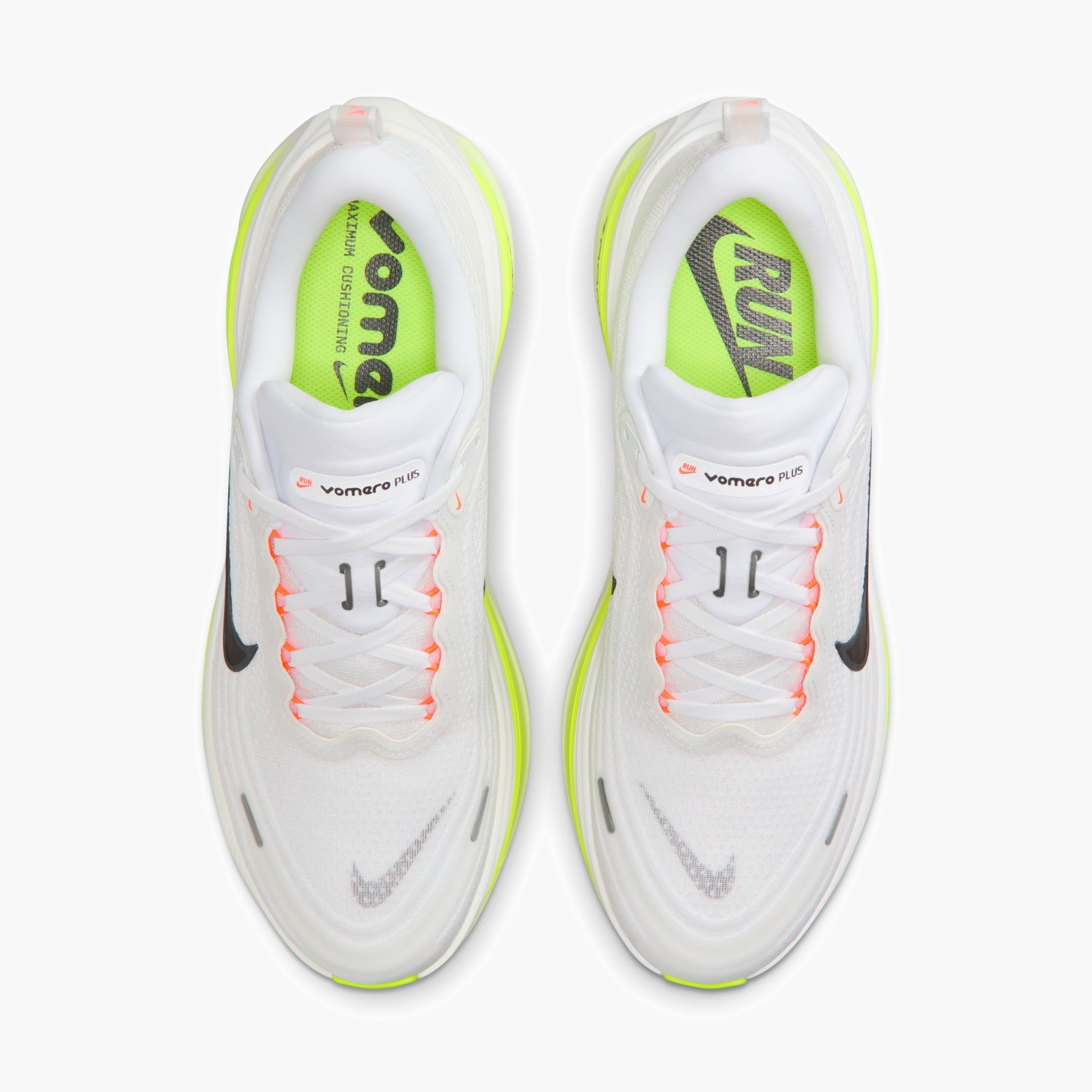 Overhead angle shot of Men's Vomero Plus in White / Black-Volt-Barely Volt