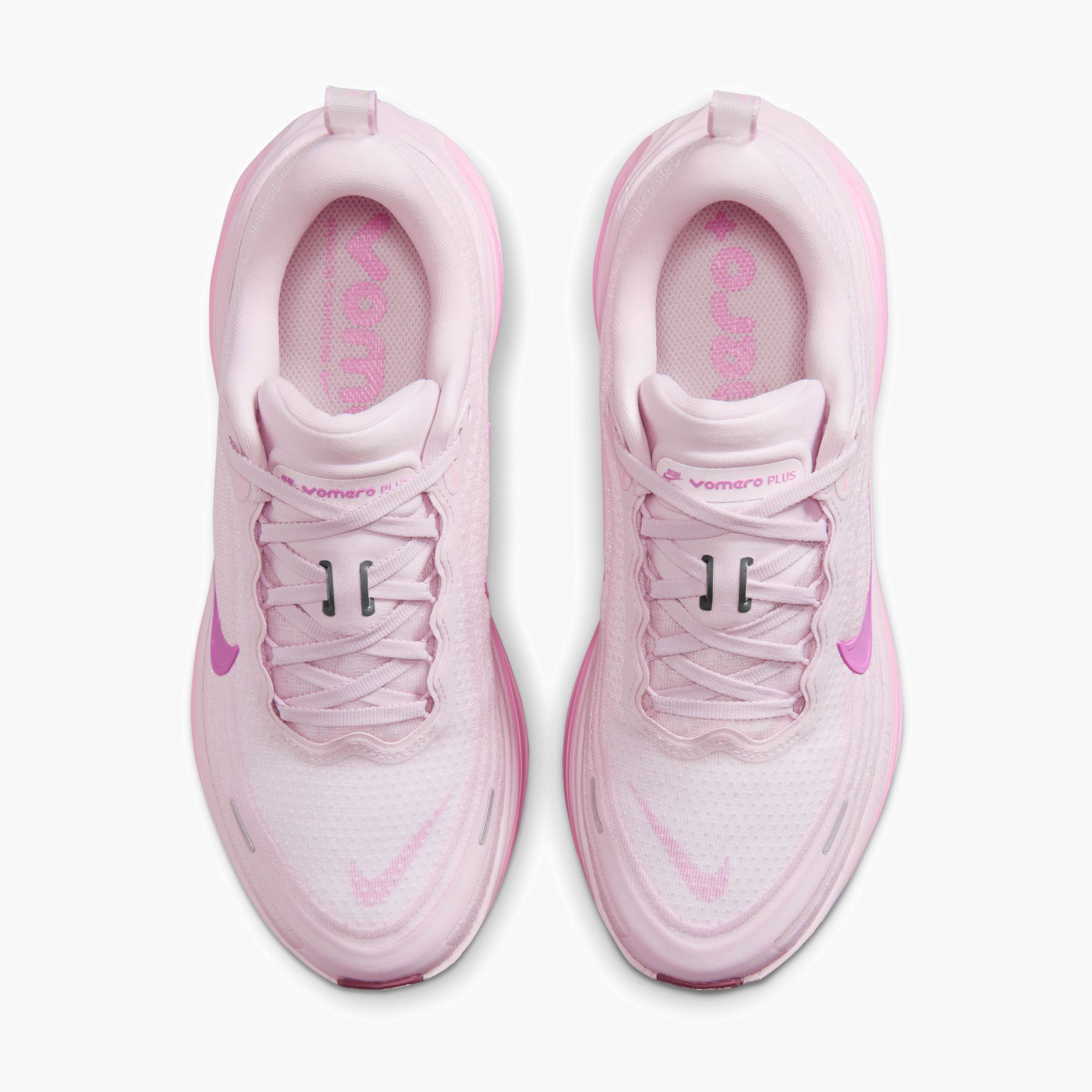 Overhead angle shot of Women's Vomero Plus in Bleached Lilac / Lt Magenta-Pink Rise