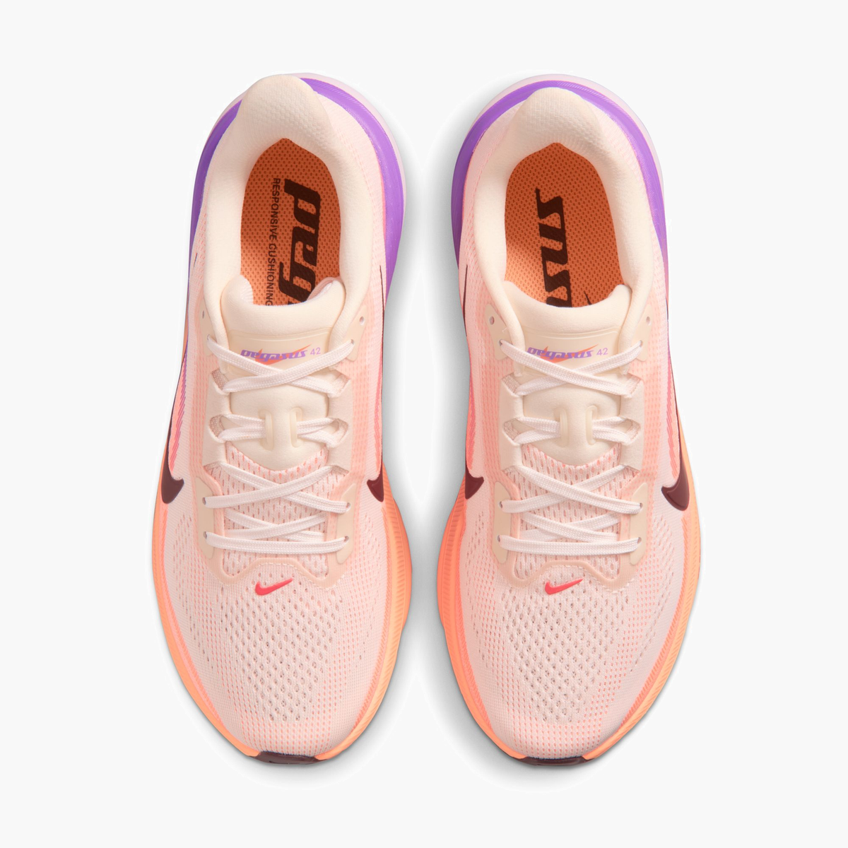 Overhead angle shot of Women's Pegasus 42 in Chalk / Tattoo-Orange Pulse-Bright Violet