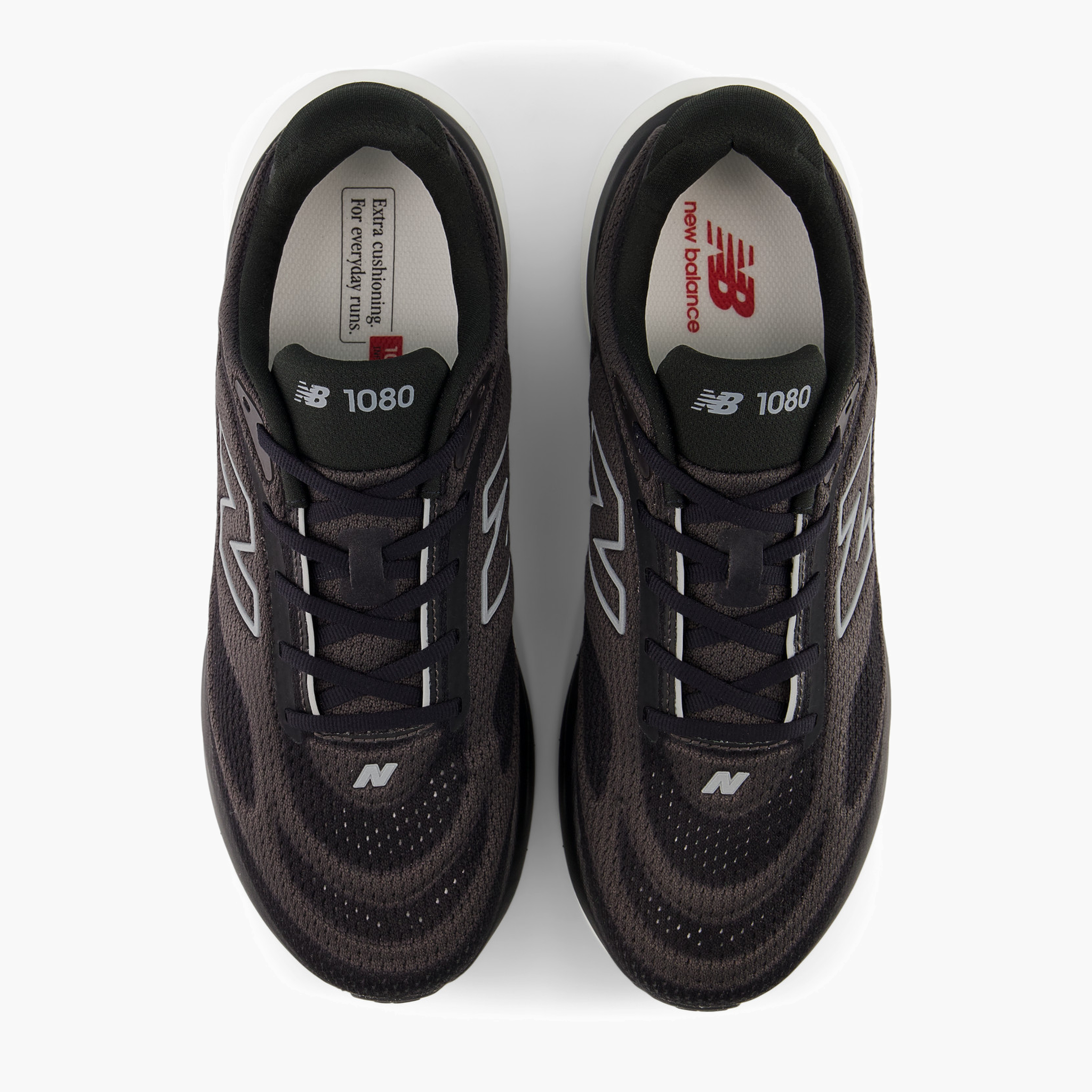Overhead angle shot of Men's 1080 v15 in Black / Slategrey / Fadedblack
