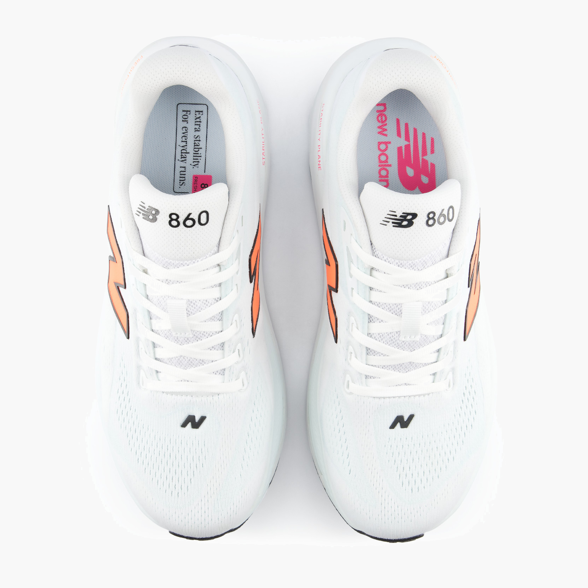 Overhead angle shot of Men's 860 v15 in White / Tangerineheat / Glintblue