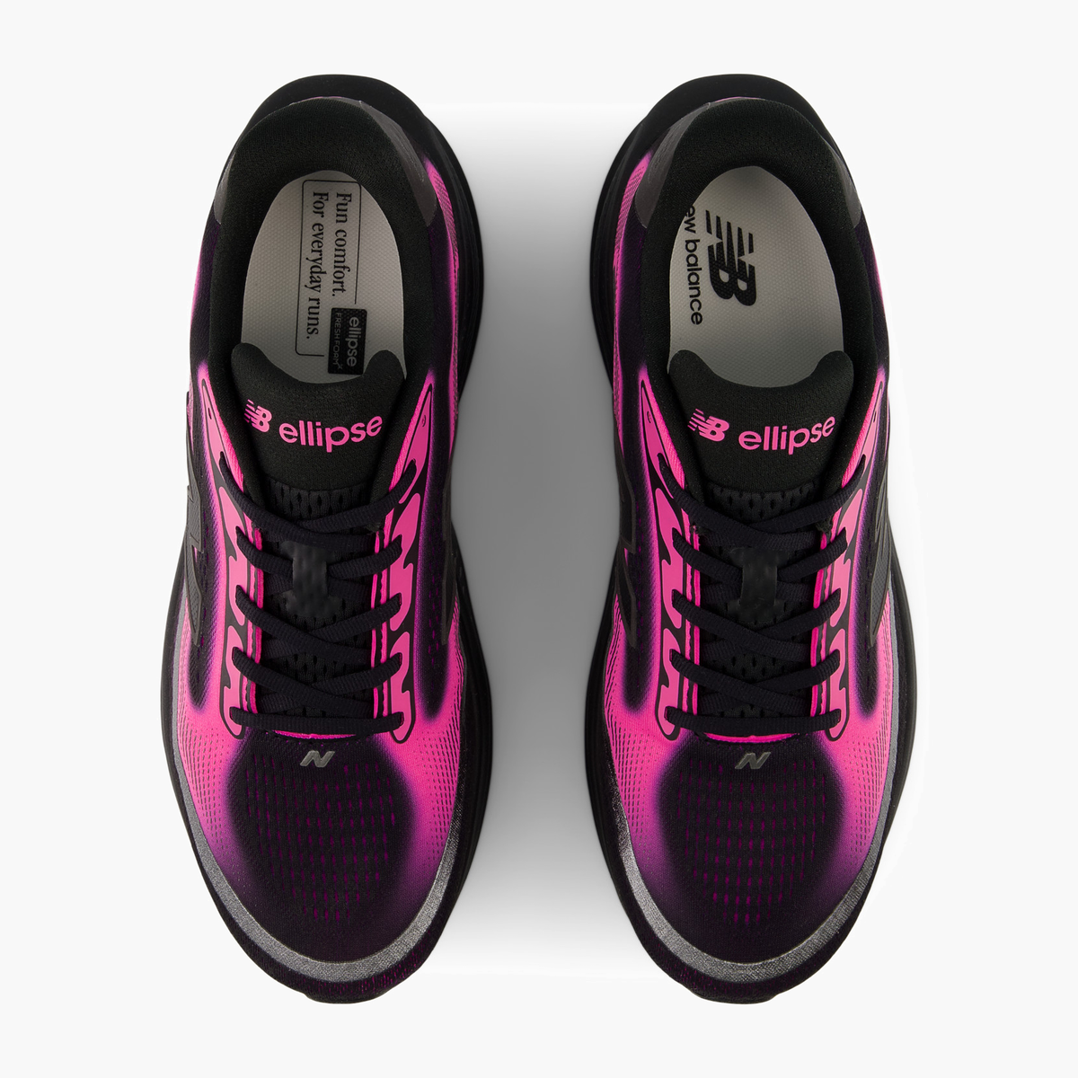 Overhead angle shot of Men's Ellipse v1 in Pinkheat / Blackmetallic / Black