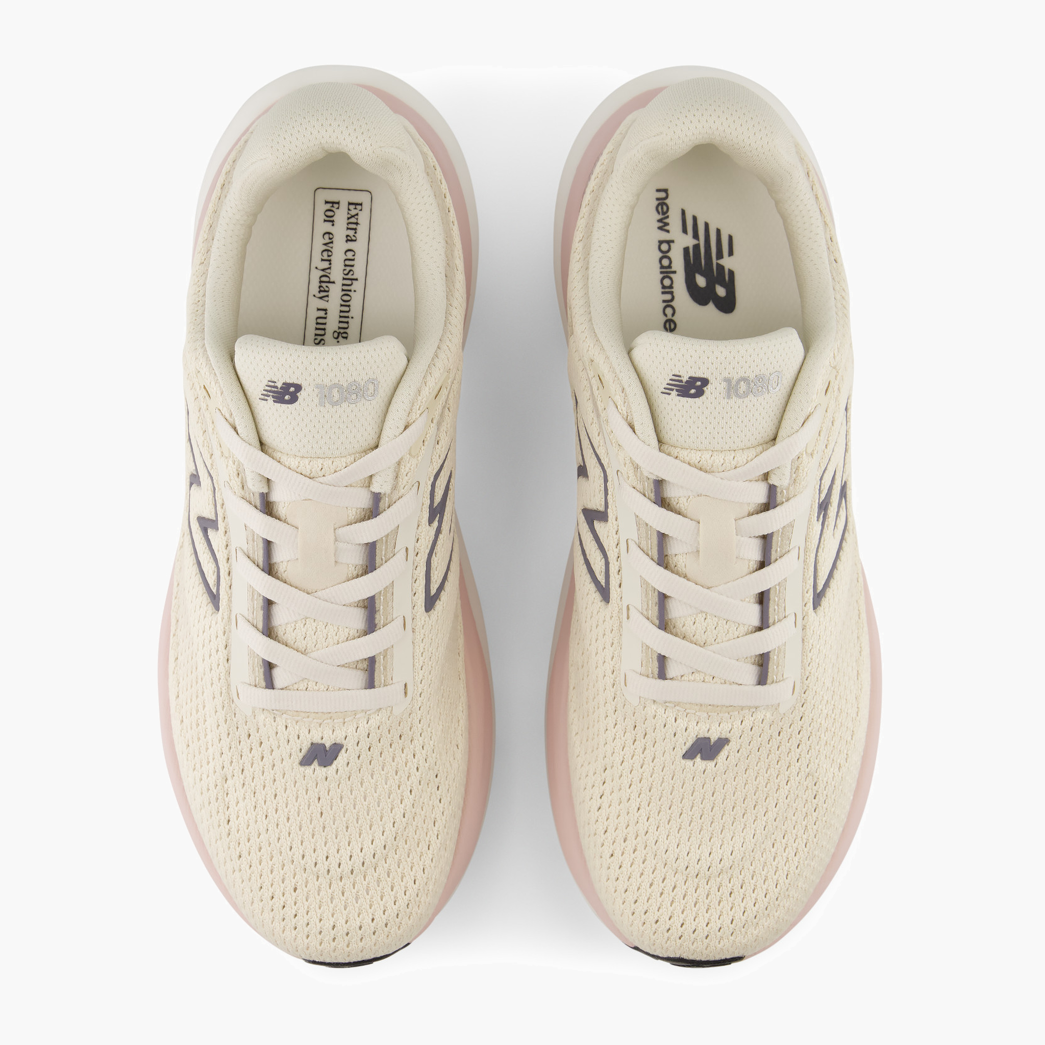 Overhead angle shot of Women's 1080 v15 in Timberwolf / Neptunegrey