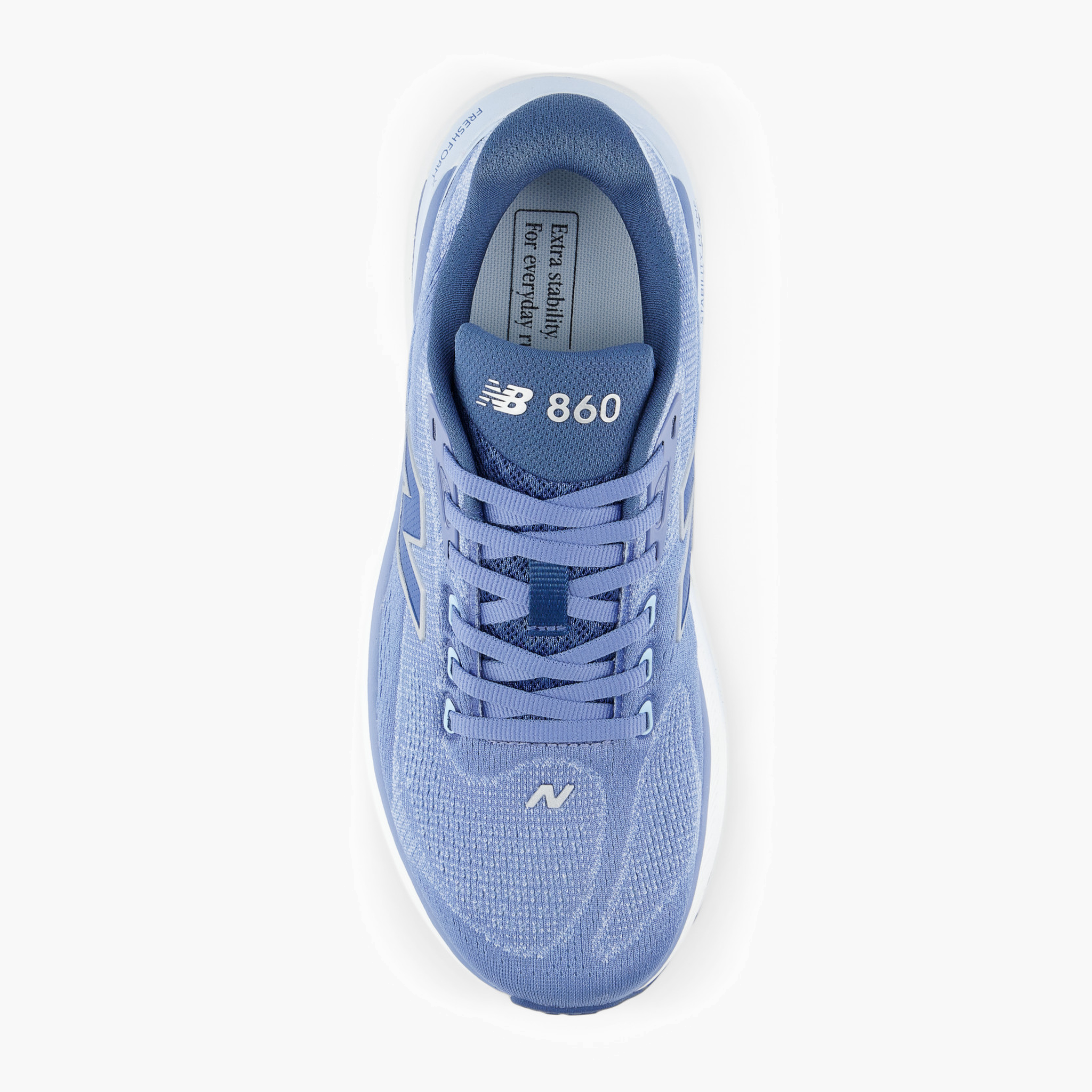 Overhead angle shot of Women's 860 v15 in Fairweatherblue / Silvermetallic