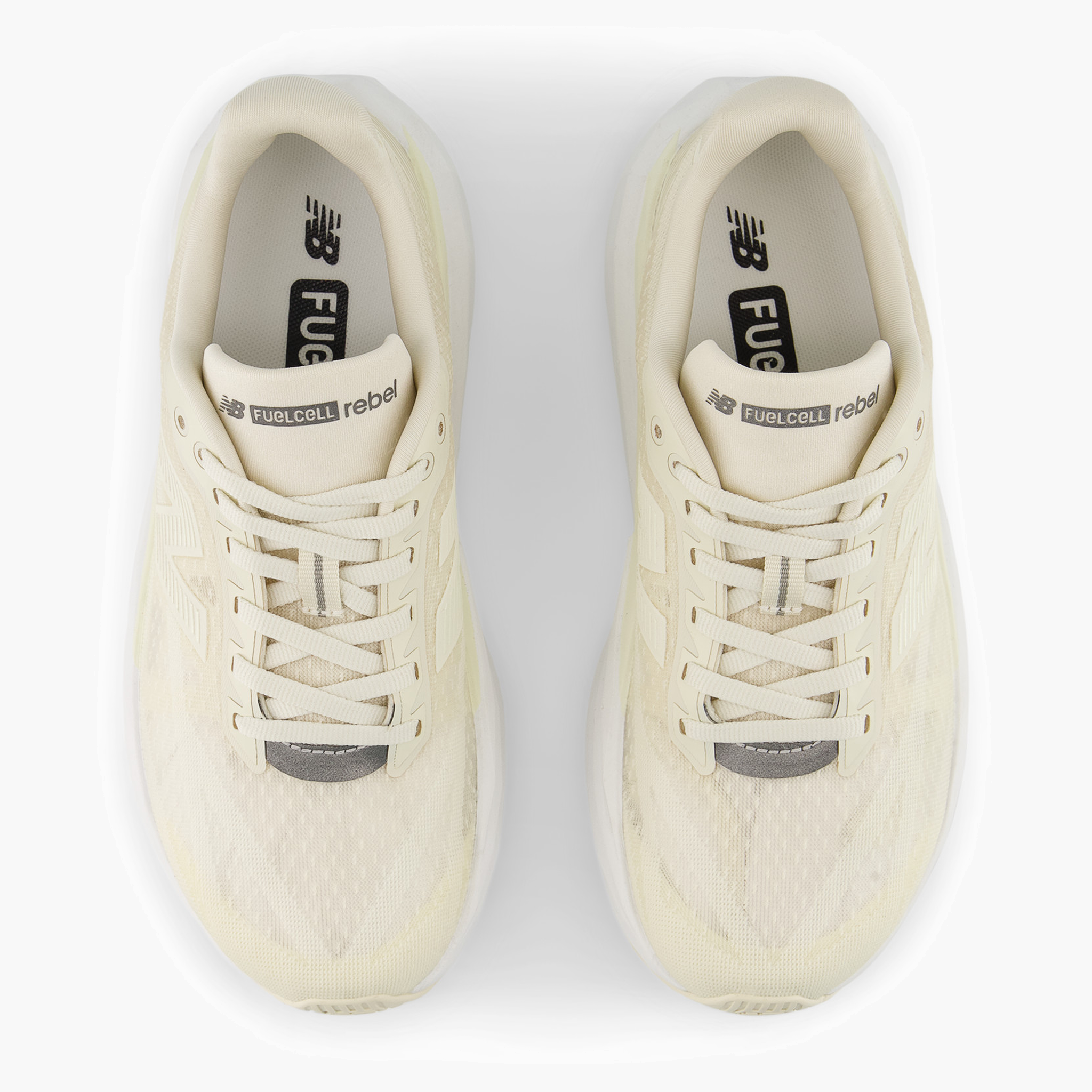 Overhead angle shot of Women's FuelCell Rebel v5 in Angora / Linen