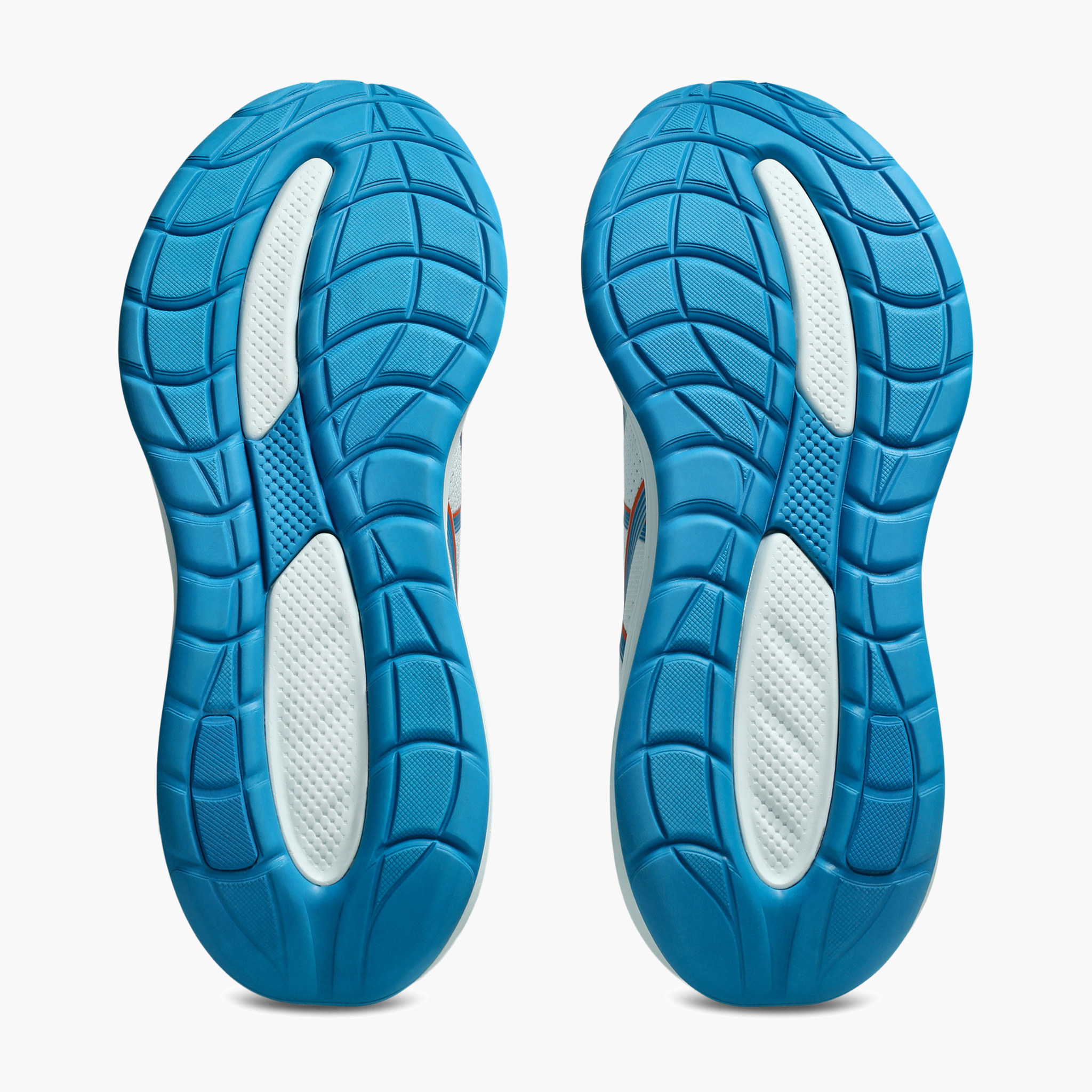 Sole angle shot of Men's Gel-Cumulus 28 in Arctic Blue / Aegean Blue