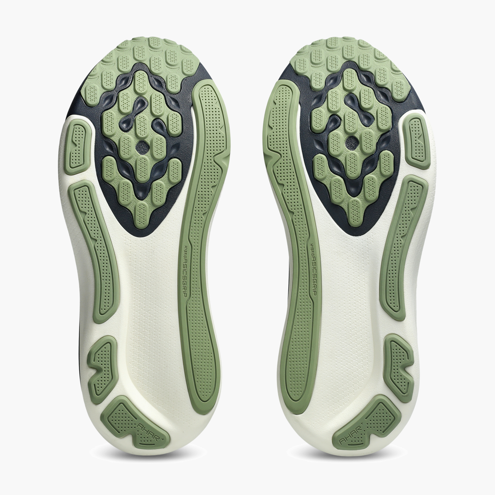 Sole angle shot of Men's Gel-Kayano 33 in Midnight / Khaki Green