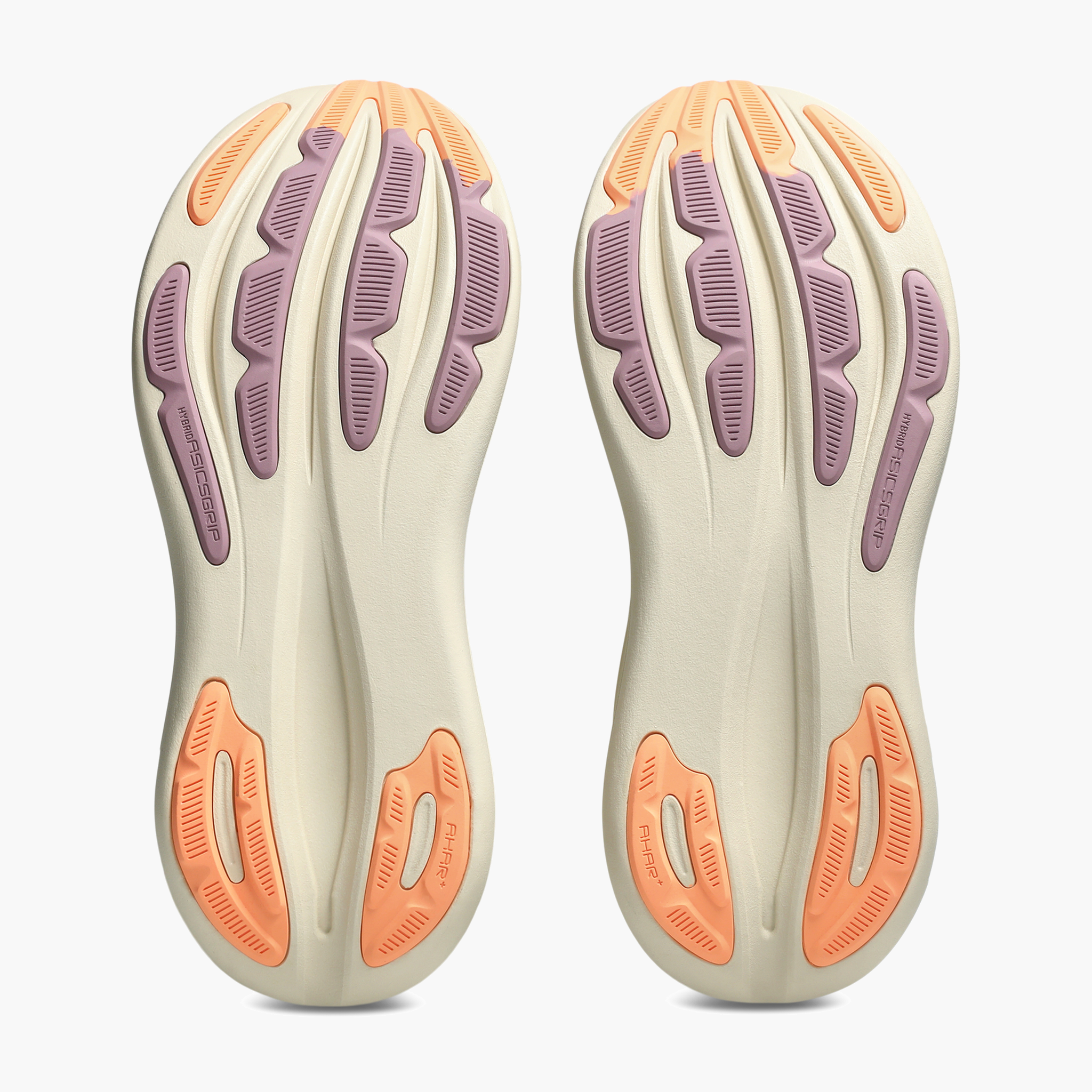 Sole angle shot of Women's Gel-Nimbus 28 in Black / Taro Purple