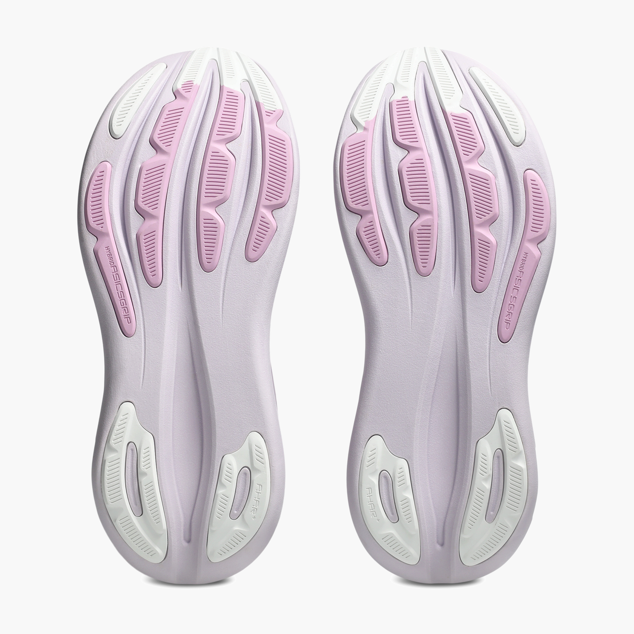 Sole angle shot of Women's Gel-Nimbus 28 in Dahlia / White