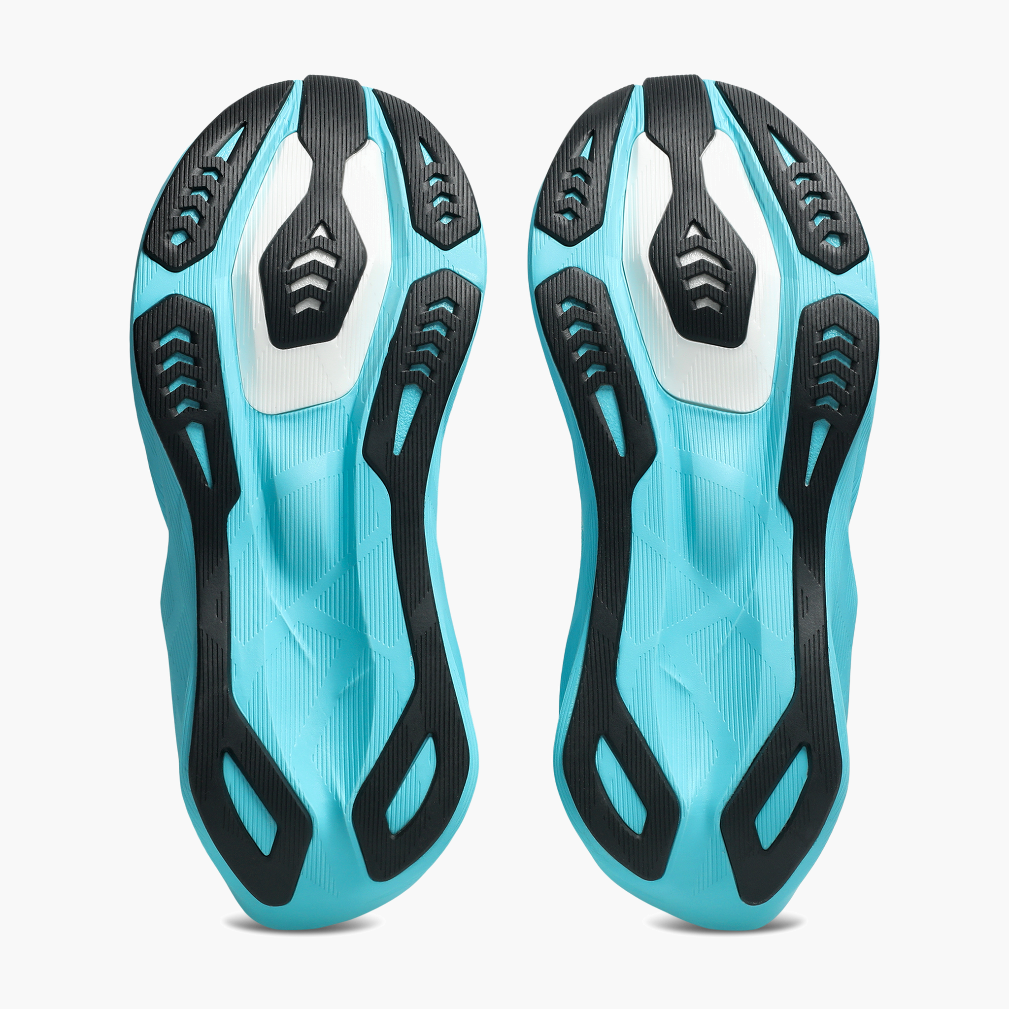 Sole angle shot of Women's Novablast 6 in Energy Aqua / White