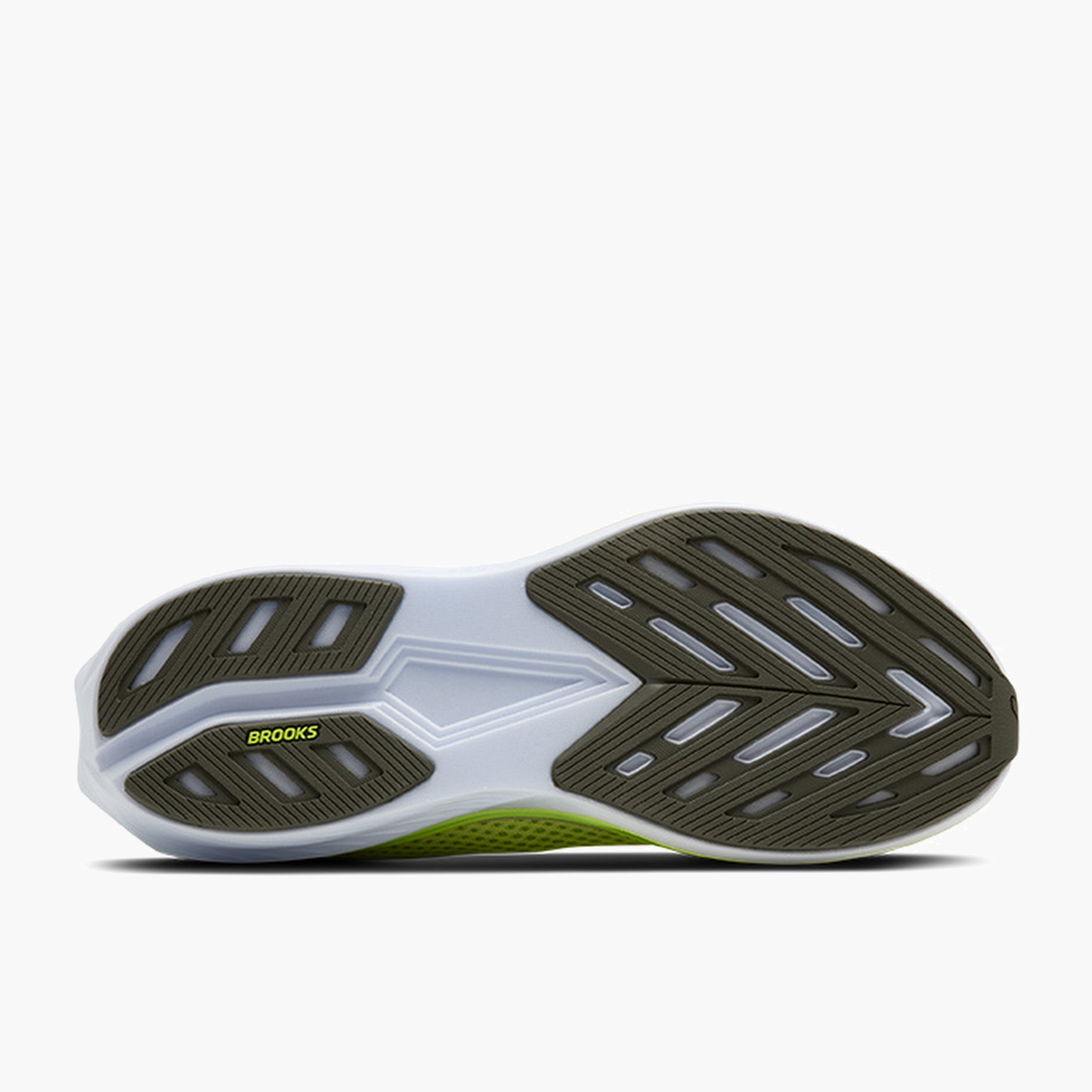 Sole angle shot of Men's Hyperion 3 in Sunny Lime / Olive / White