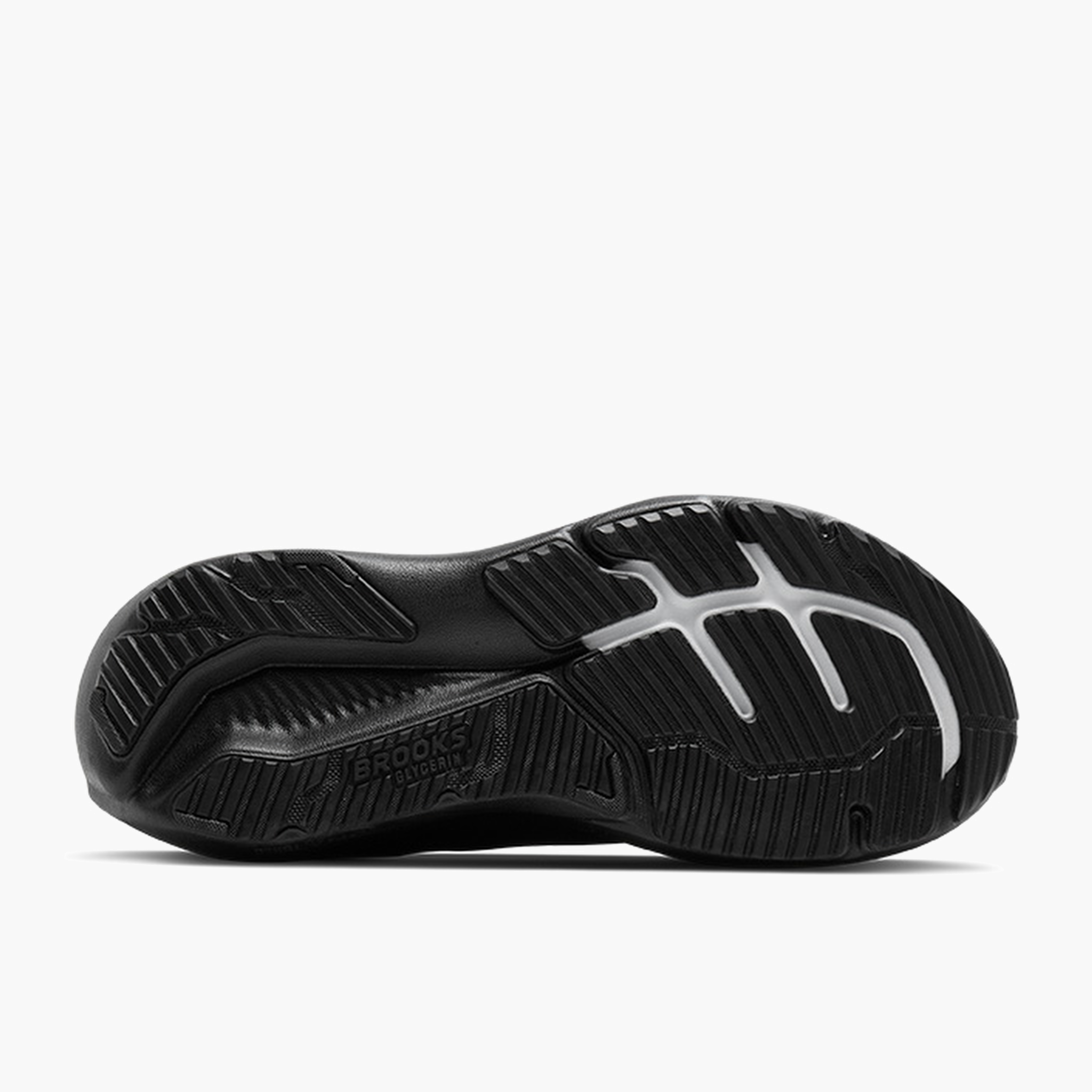 Sole angle shot of Men's Glycerin 23 in Black / Black / Ebony