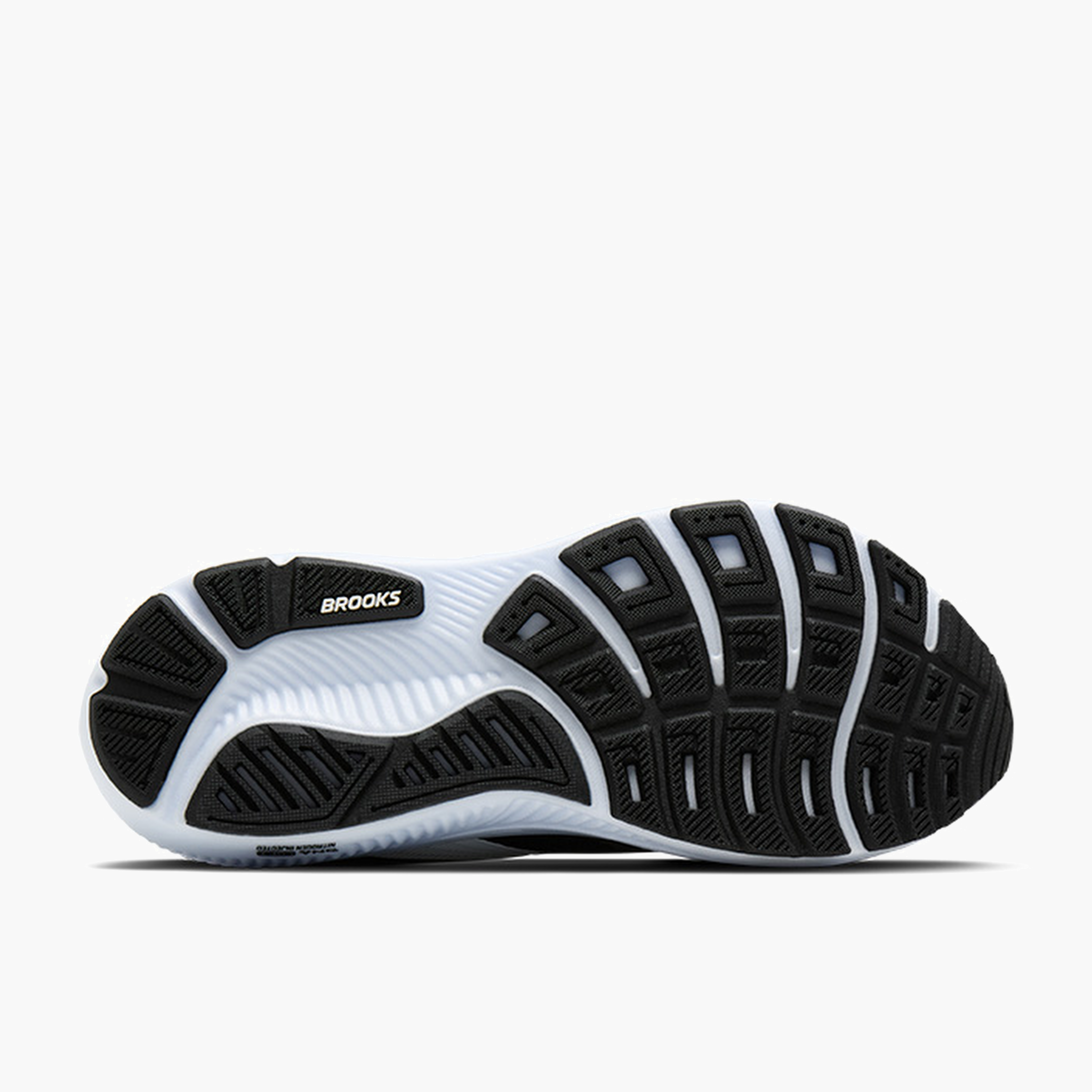 Sole angle shot of Men's Ghost 18 in Black / Grey / White