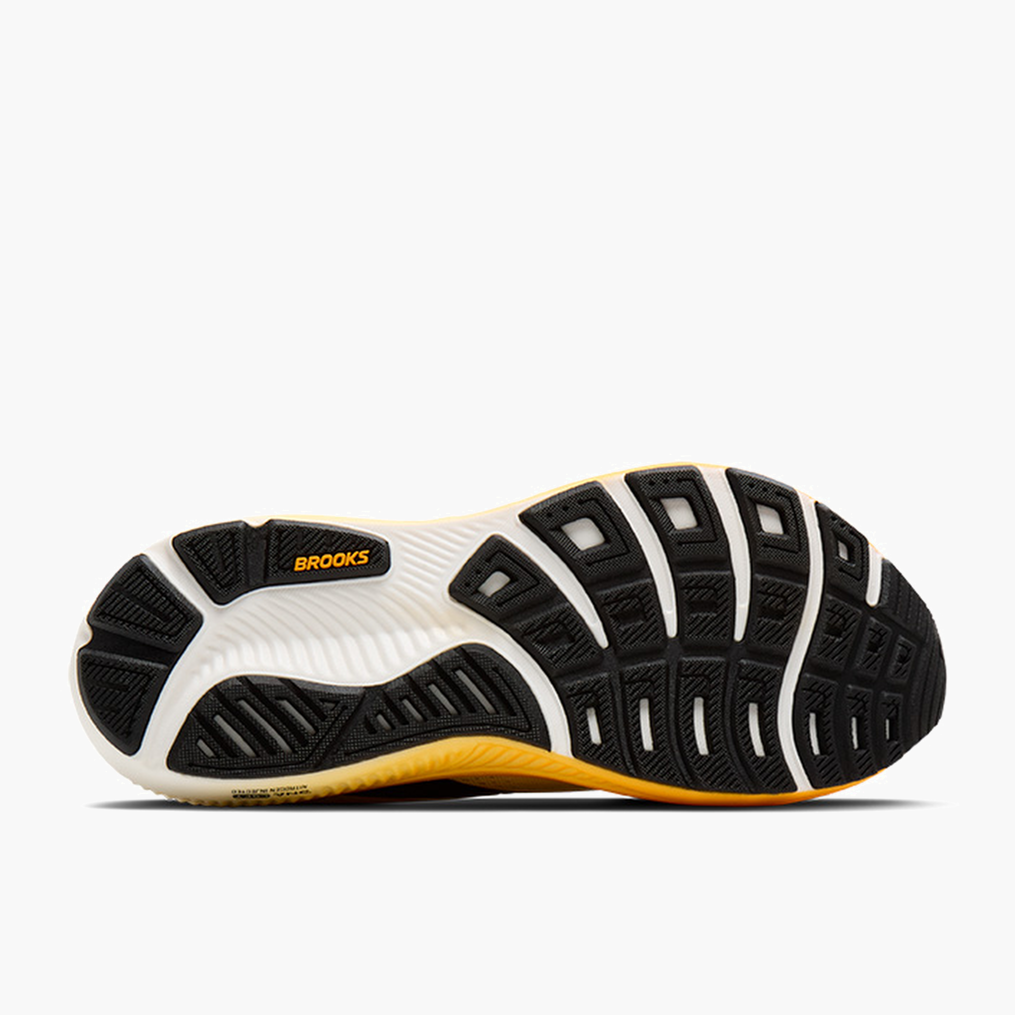 Sole angle shot of Men's Ghost 18 in Rutabaga / Tigerlily / Orange