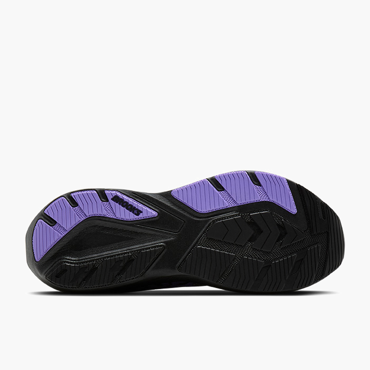 Sole angle shot of Men's Ghost Amp in Black / Grey / Purple Hebe