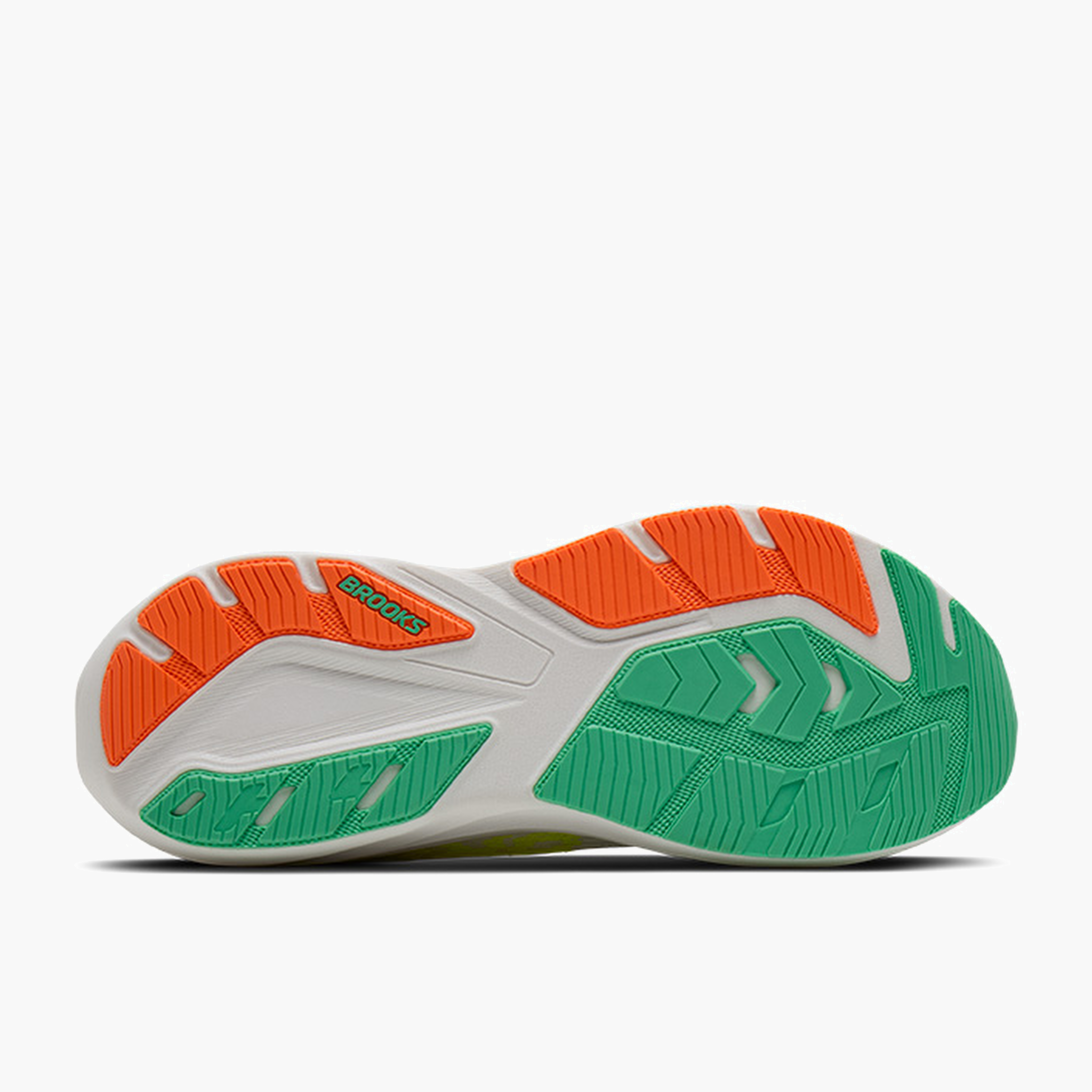 Sole angle shot of Men's Ghost Amp in White / Paradise Green / Nightlife