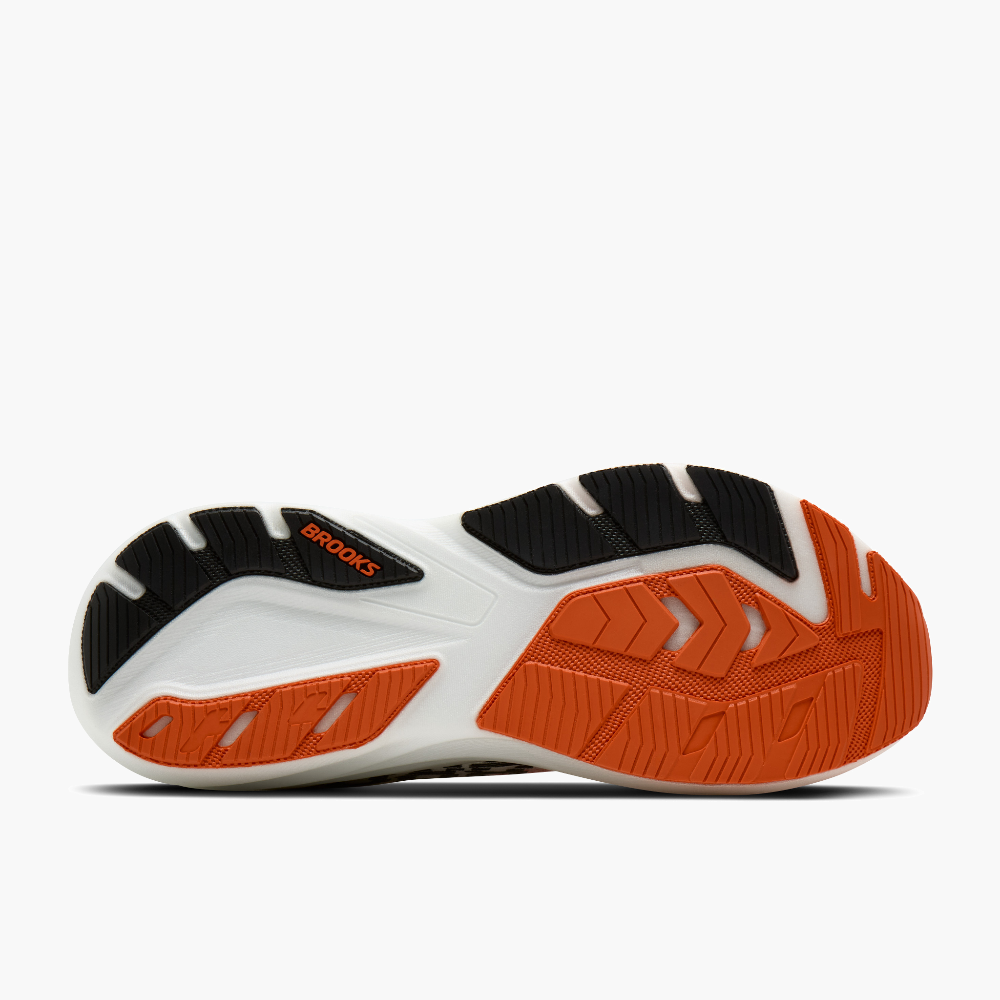 Sole angle shot of Men's Ghost Amp in White / Tigerlily / Black