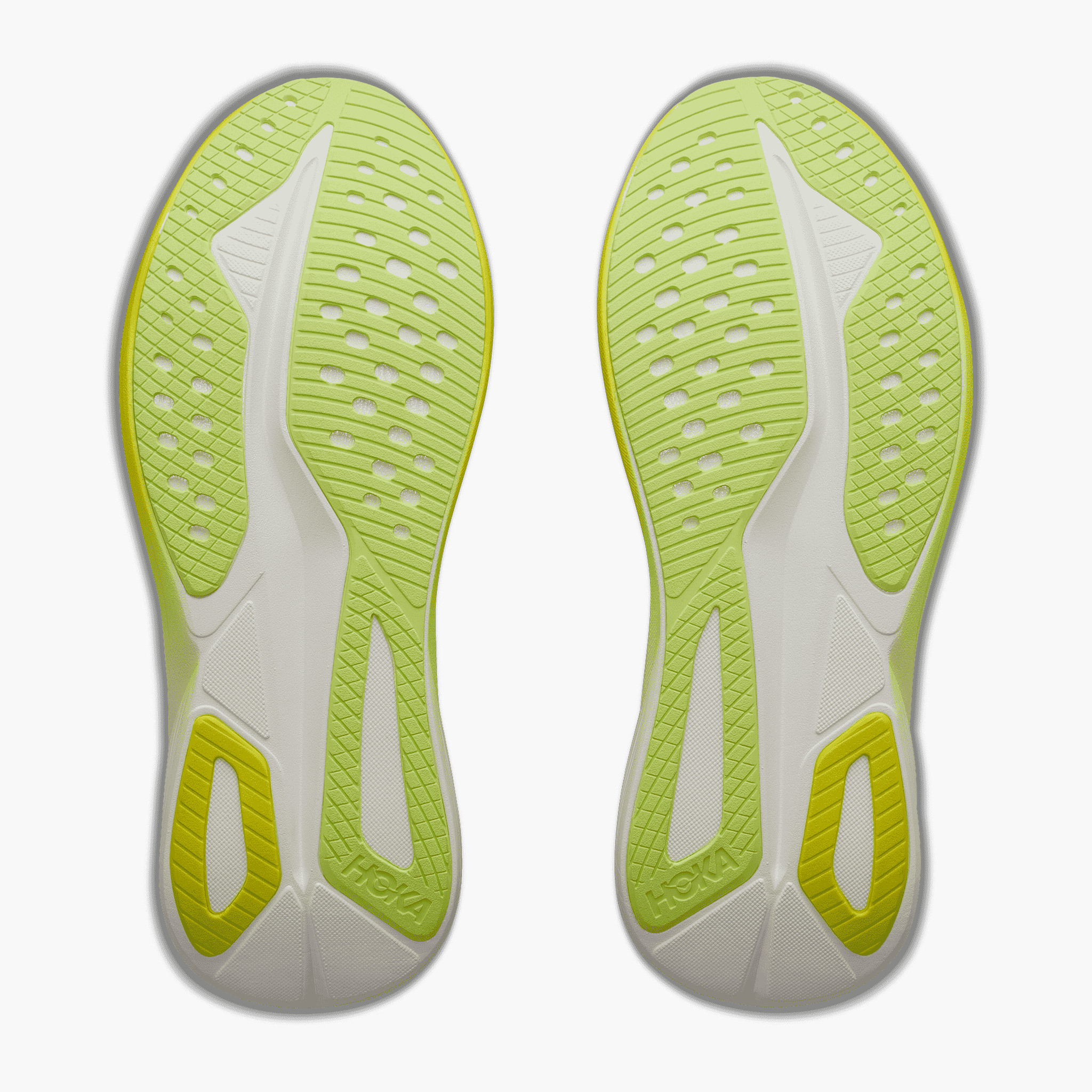 Sole angle shot of Men's Mach 7 in Neon Yuzu / Hoka Citrus