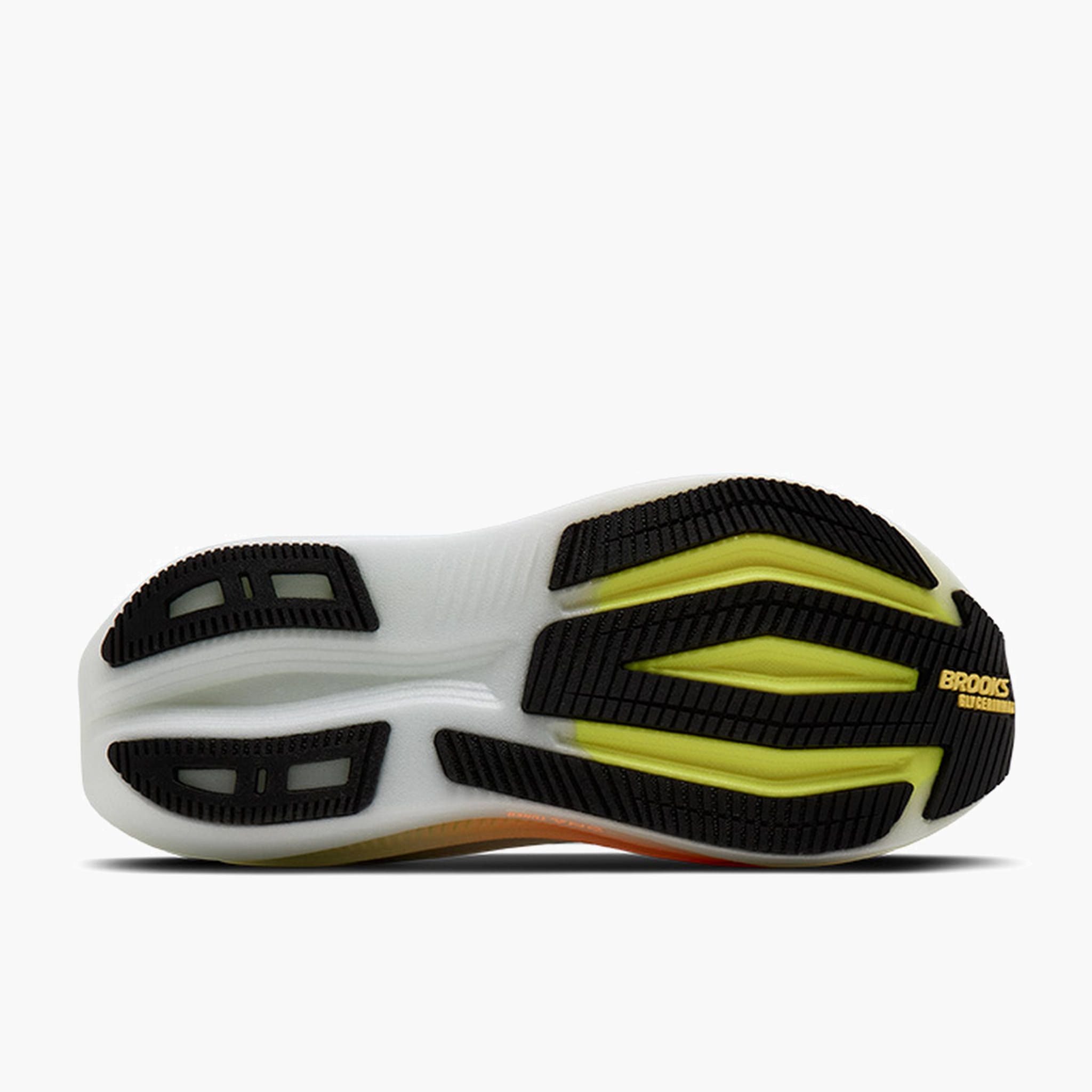 Sole angle shot of Women's Glycerin Max 2 in White / Cyber Yellow / Nightlife