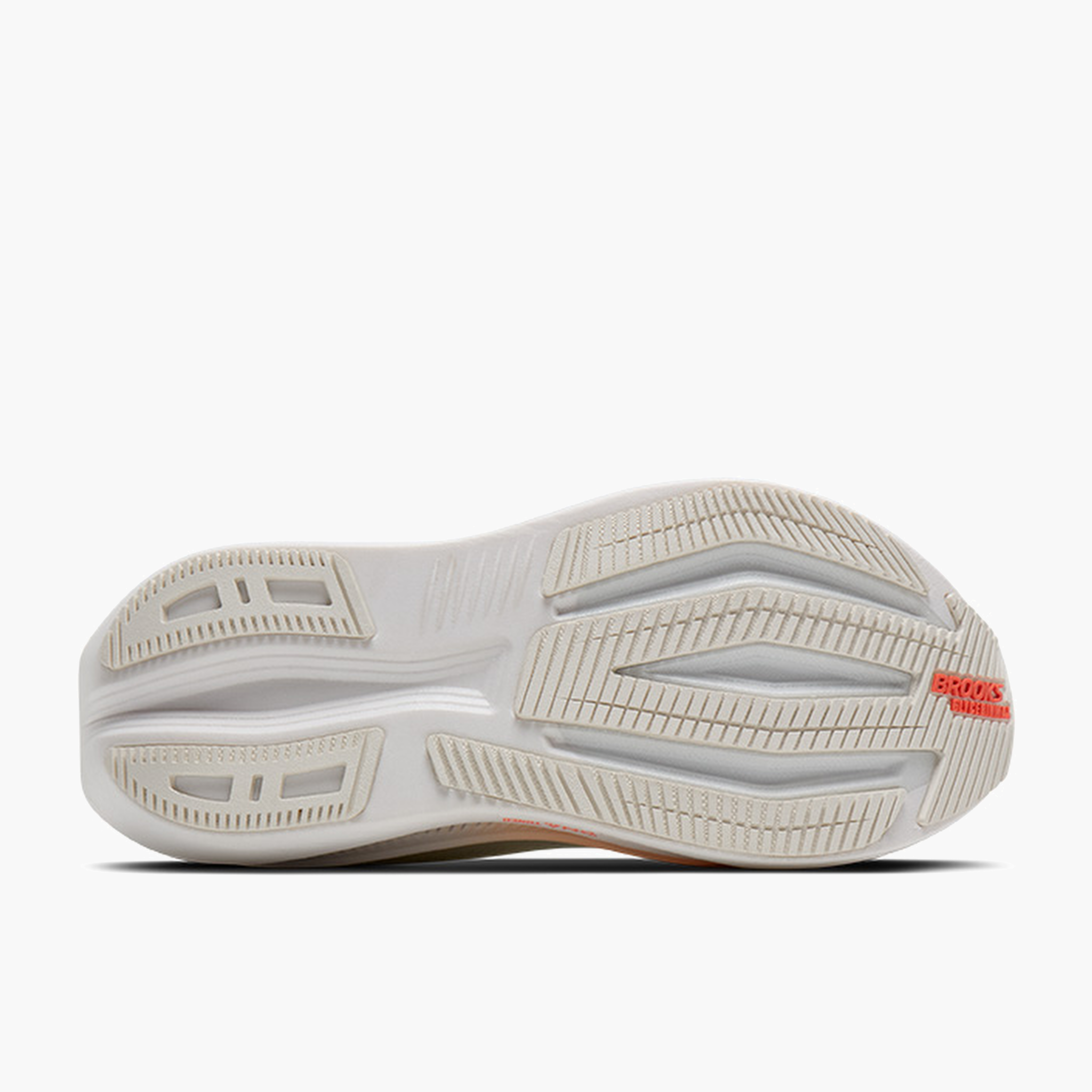 Sole angle shot of Women's Glycerin Max 2 in White / Coral / Peach