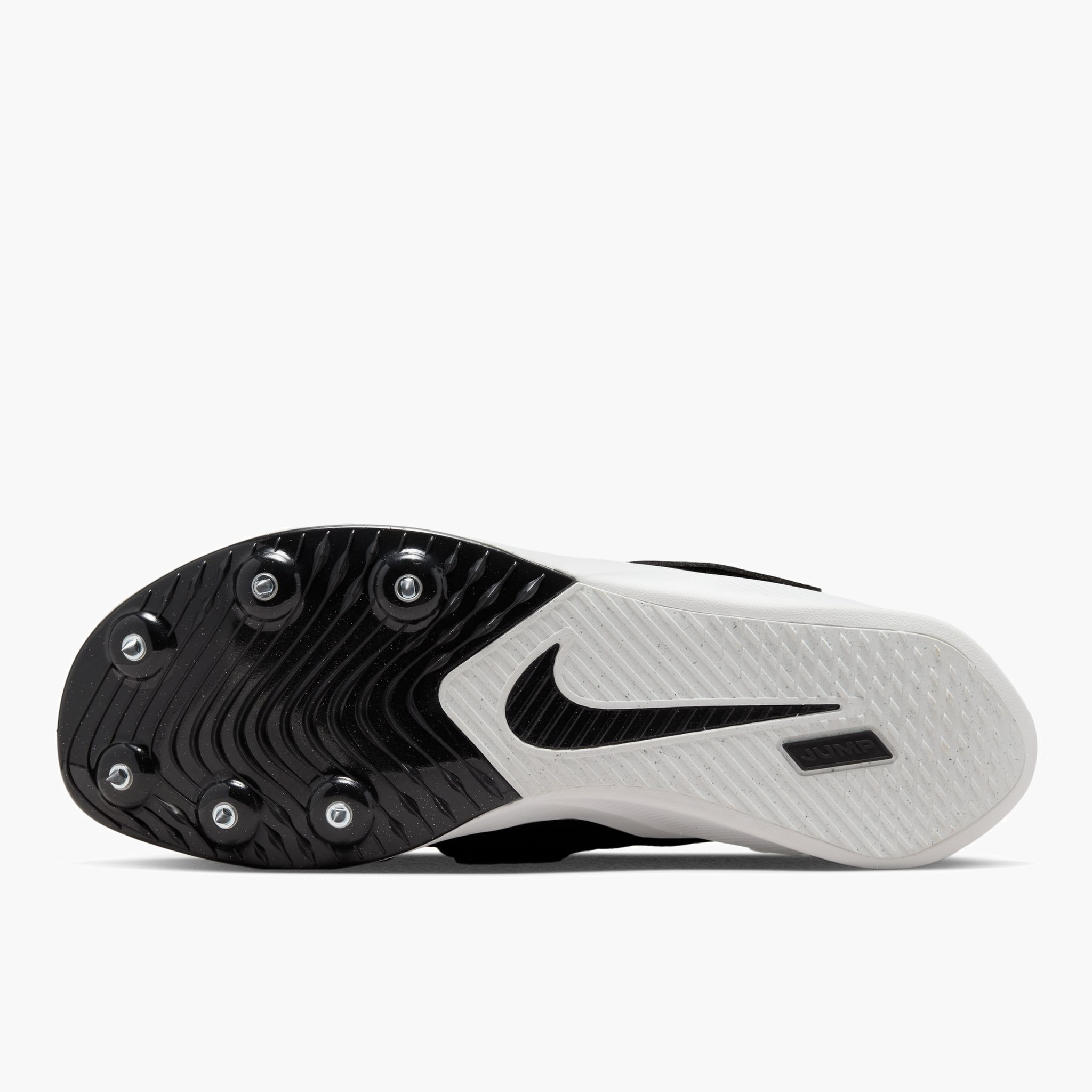 Sole angle shot of All Gender Rival Jump in Black / Metallic Silver-dk Smoke Grey