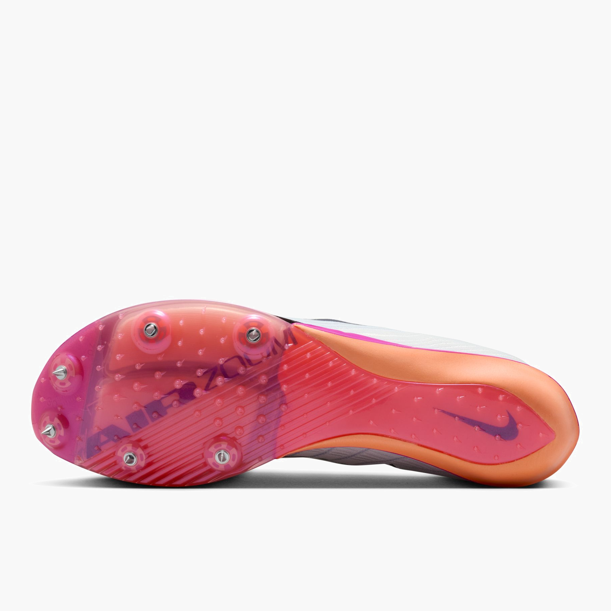 Sole angle shot of All Gender Maxfly 2 in White / Obsidian-bright Crimson-hyper Turq