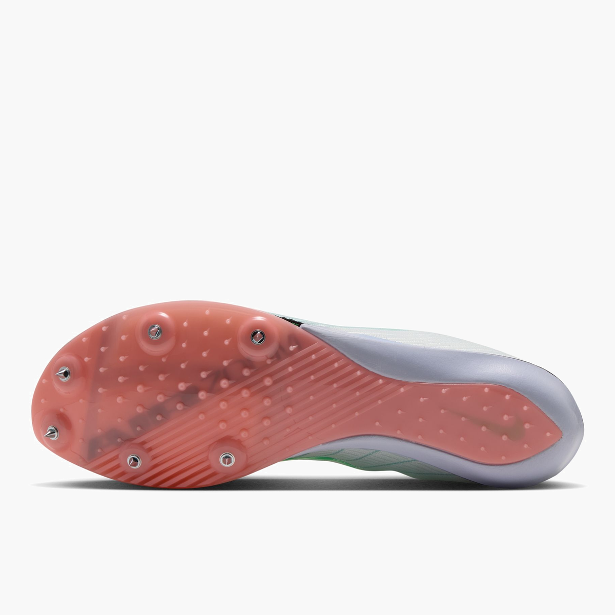 Sole angle shot of All Gender Maxfly 2 in Summit White / Electro Green-atomic Pink