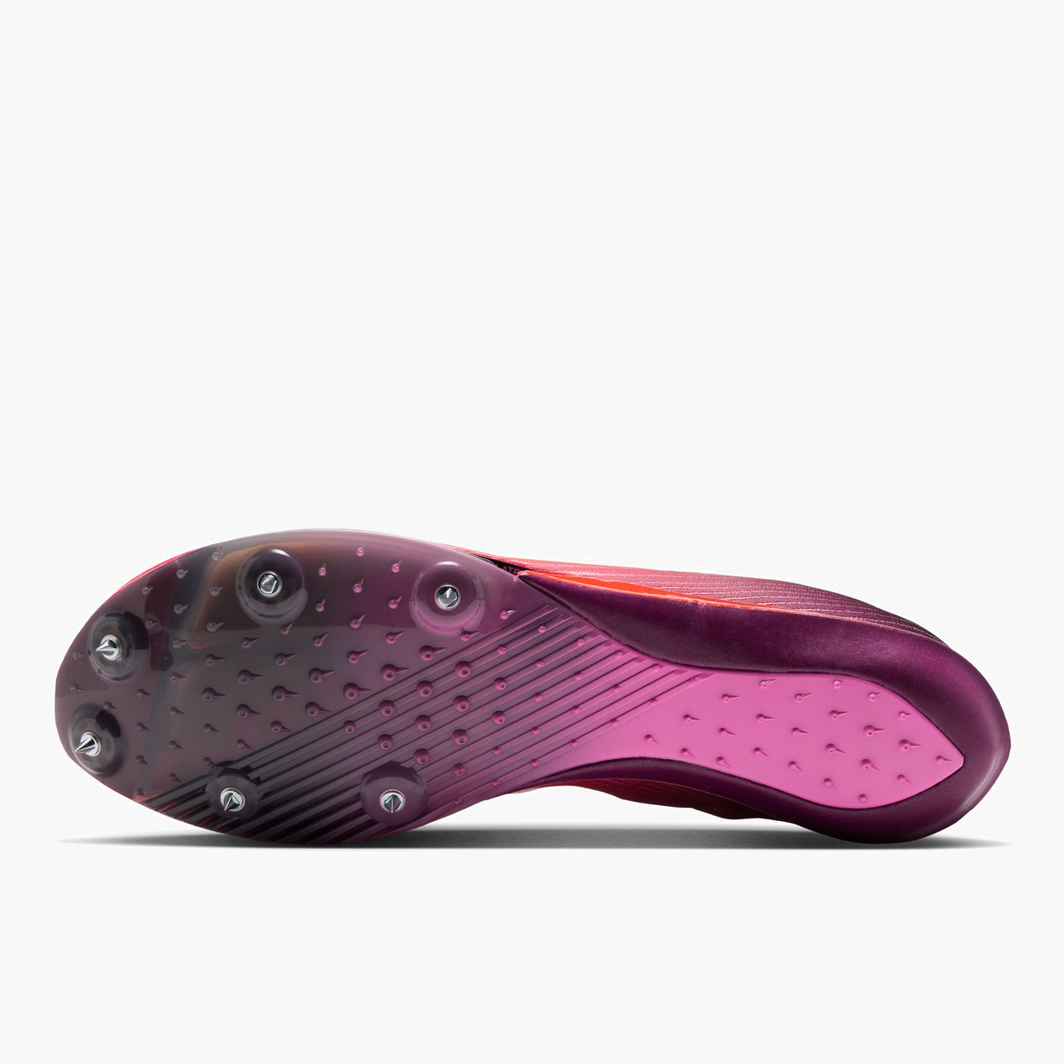 Sole angle shot of All Gender Maxfly 2 in Bordeaux / White-bright Crimson