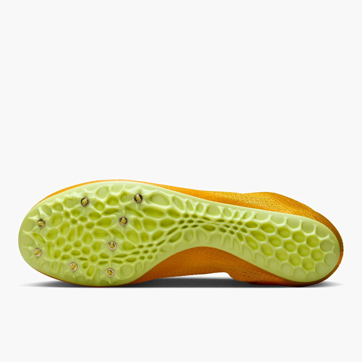 Sole angle shot of All Gender Superfly Elite 2 in Citron Pulse / Volt Ice-Laser Orange-Indigo Burst