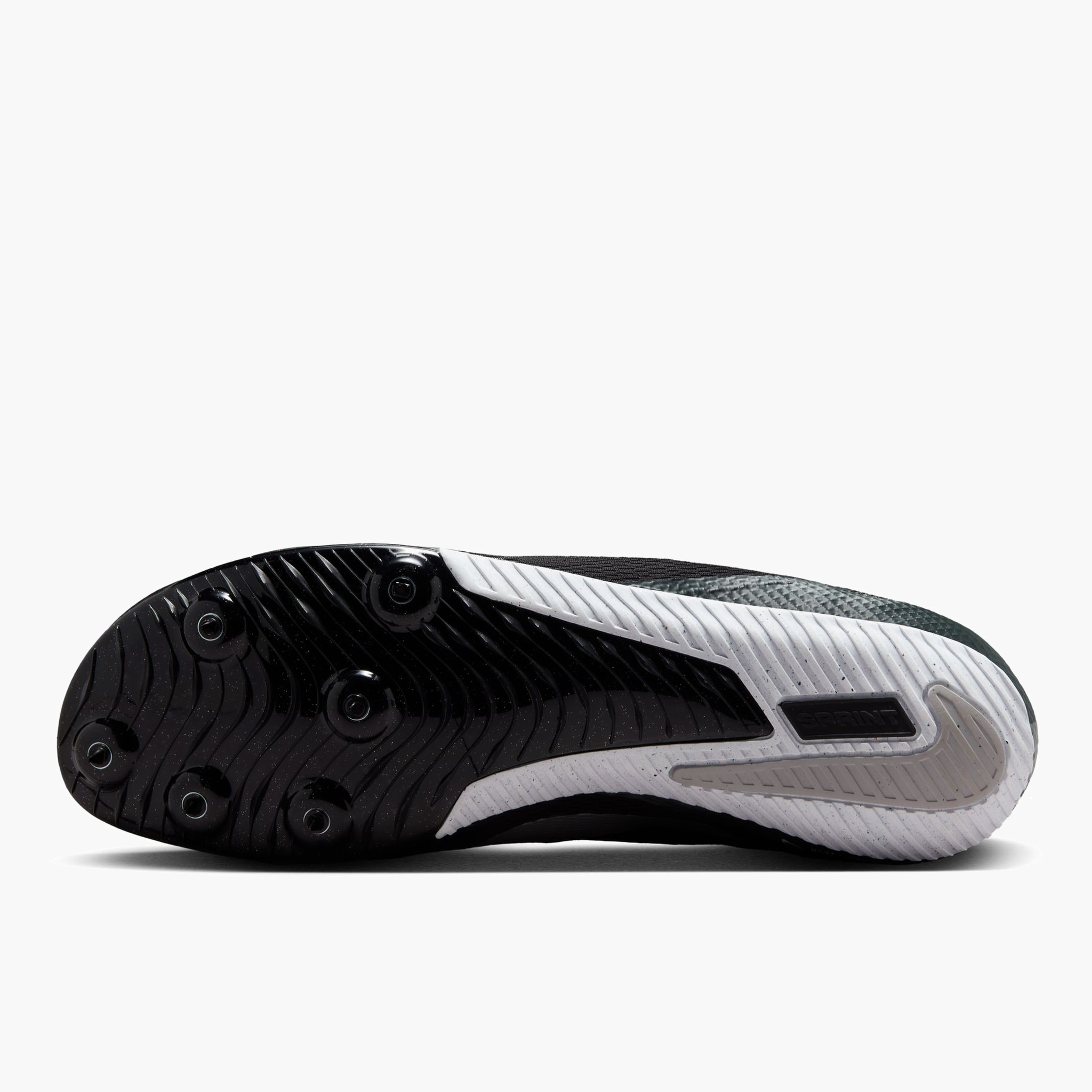 Sole angle shot of All Gender Rival Sprint in Black / Metallic Silver-black