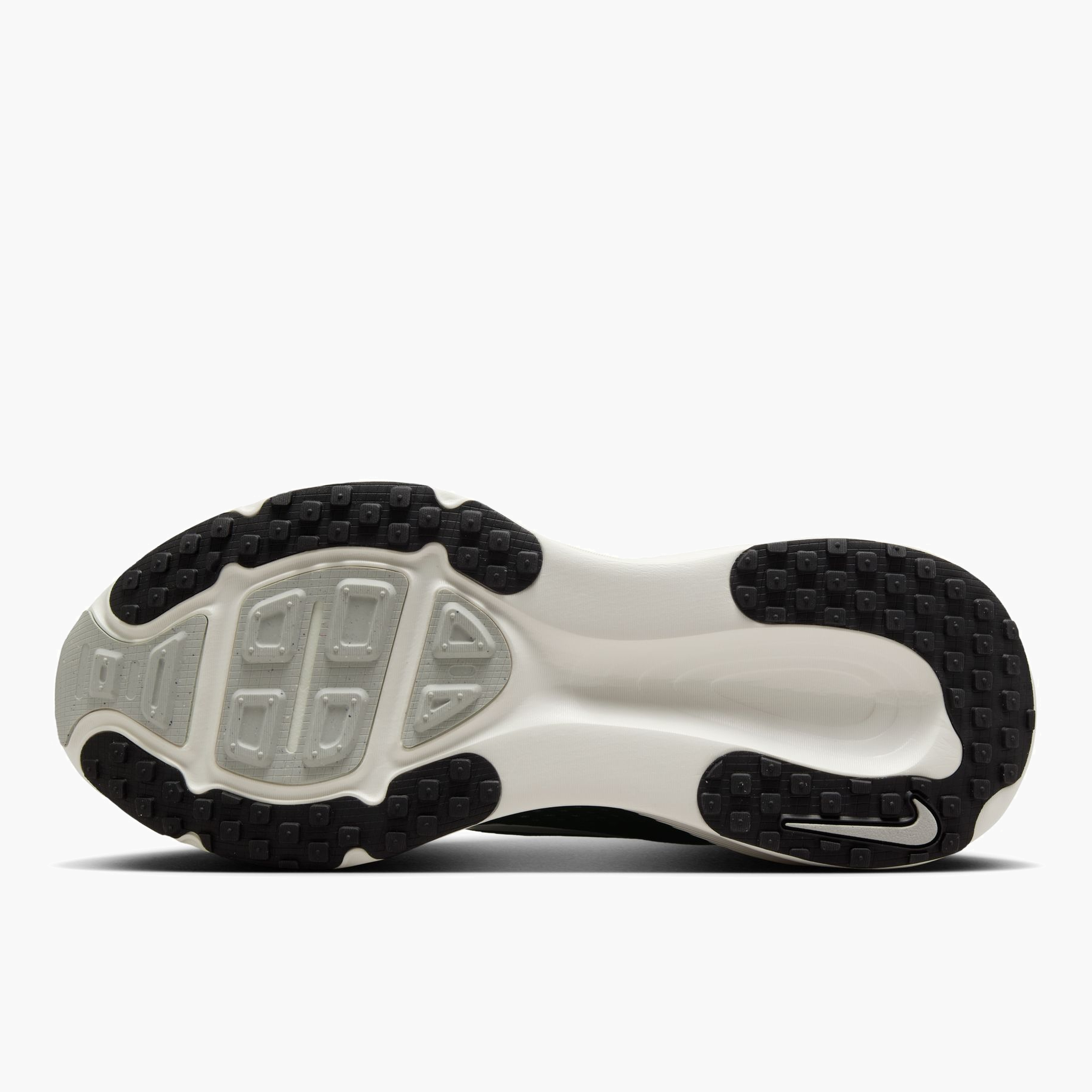 Sole angle shot of Men's Vomero 18 in Black / Summit White-Coconut Milk