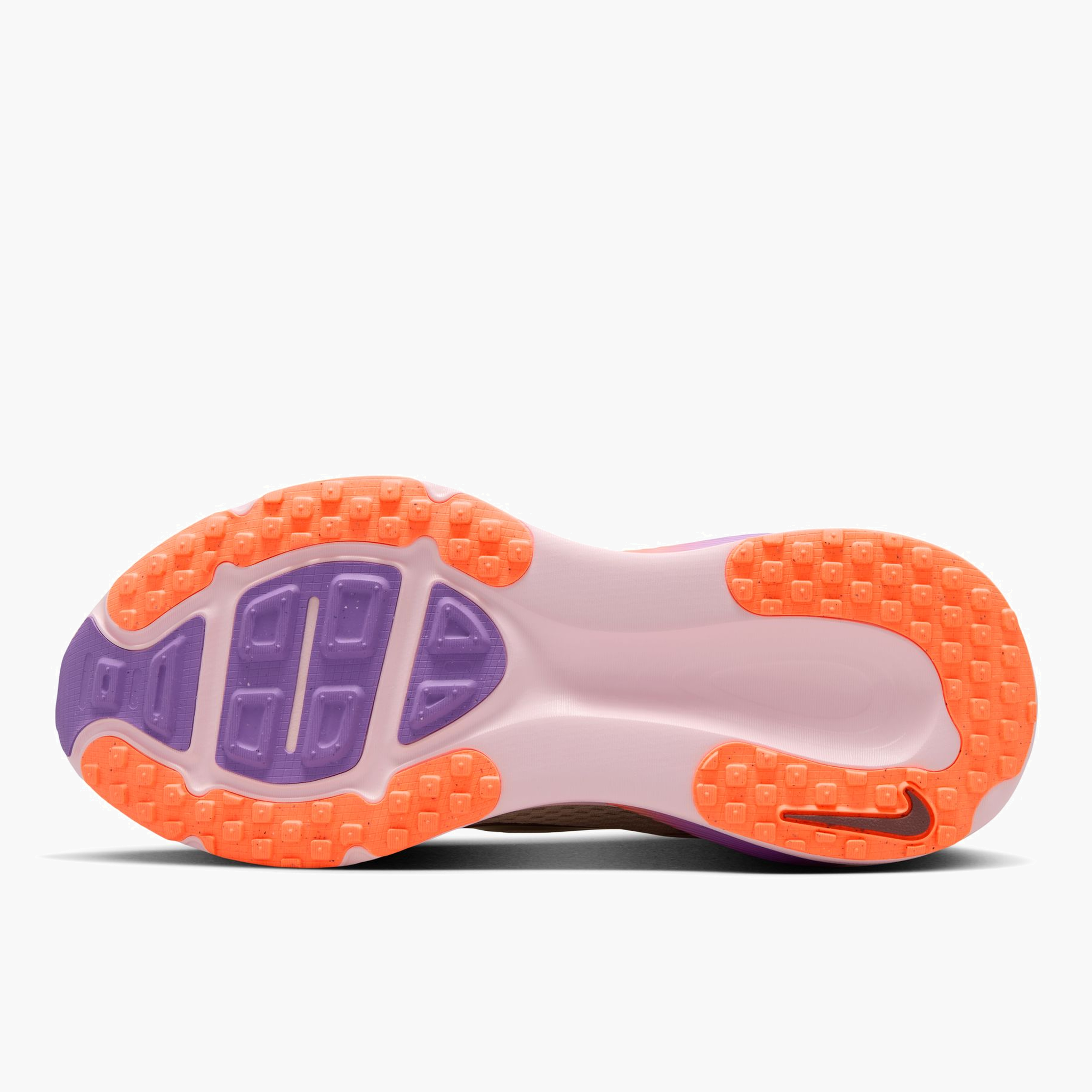 Sole angle shot of Women's Vomero 18 in Chalk / Tattoo-Pink Foam-Bright Violet