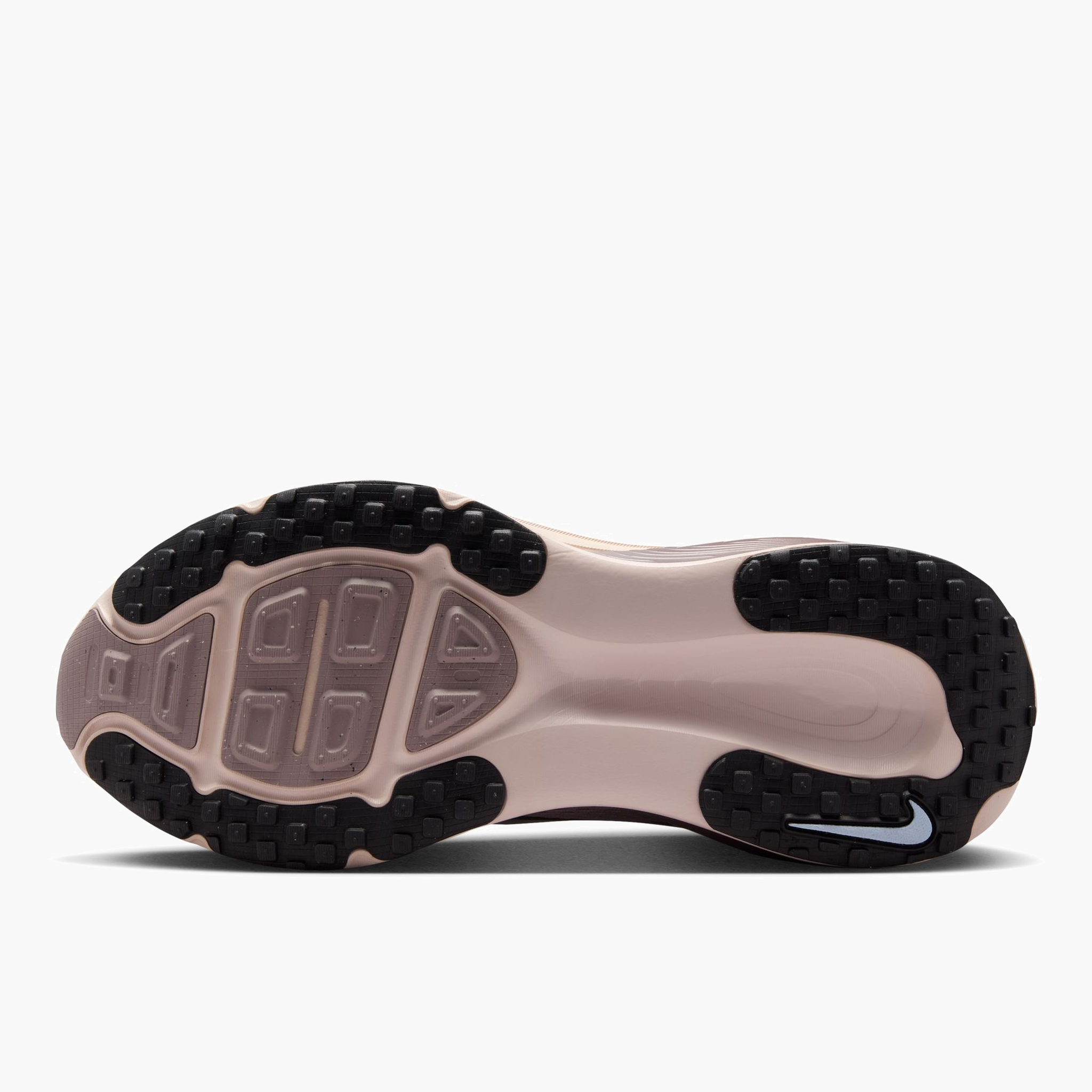 Sole angle shot of Women's Vomero 18 in Particle Rose / Off Noir-Silt Red-Tattoo
