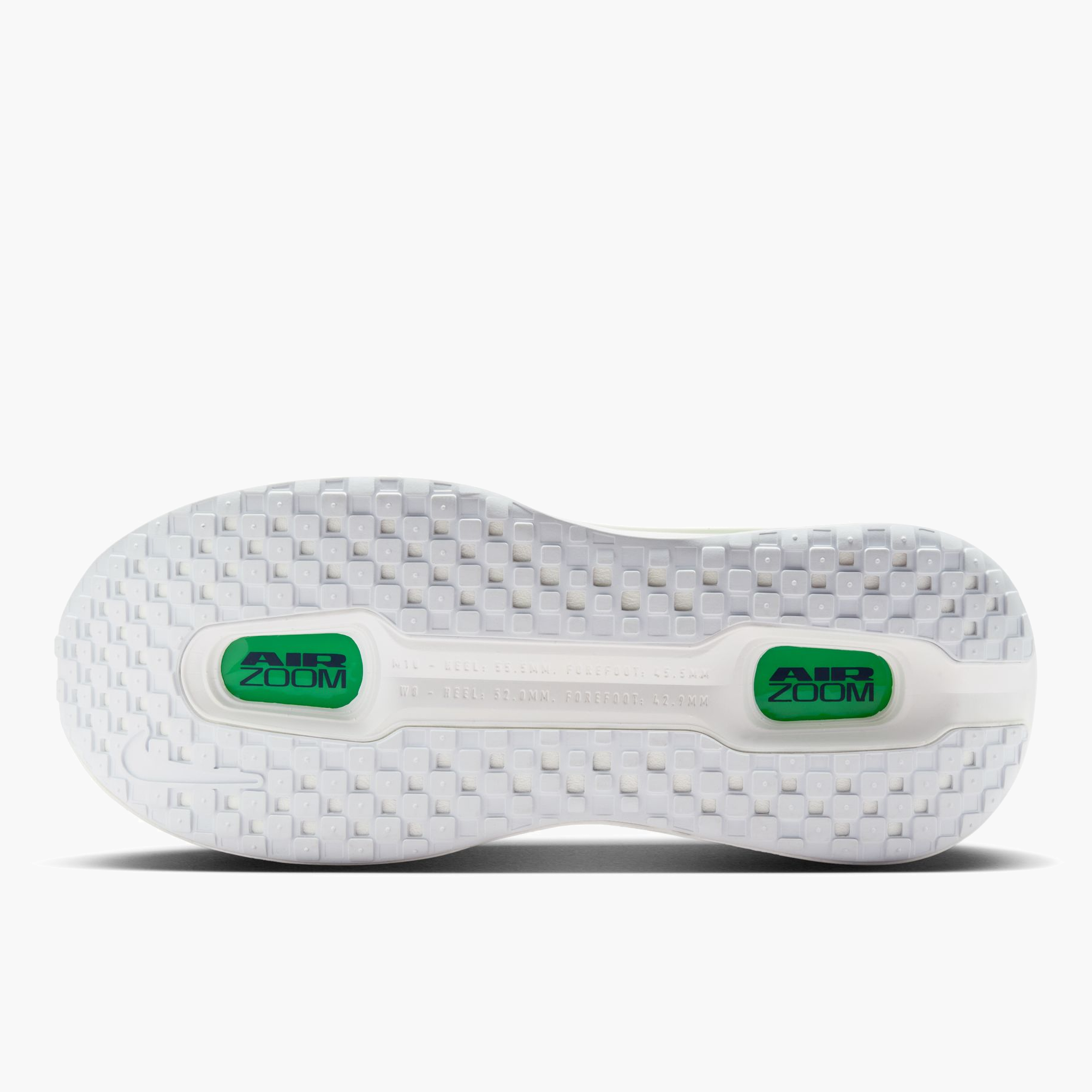 Sole angle shot of Men's Vomero Premium in White / Midnight Navy-Green Spark