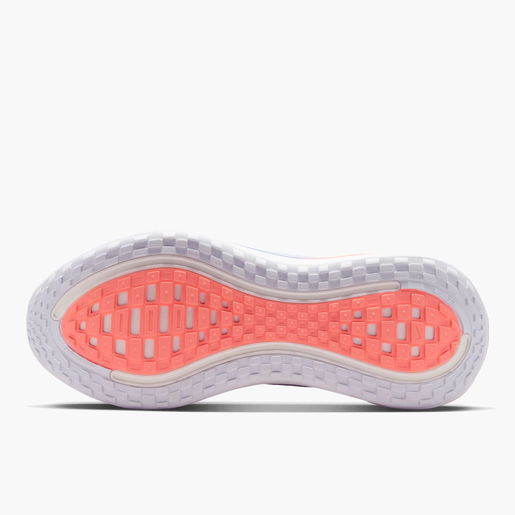 Sole angle shot of Men's Vomero Plus in White / Black-Atomic Pink-Racer Blue